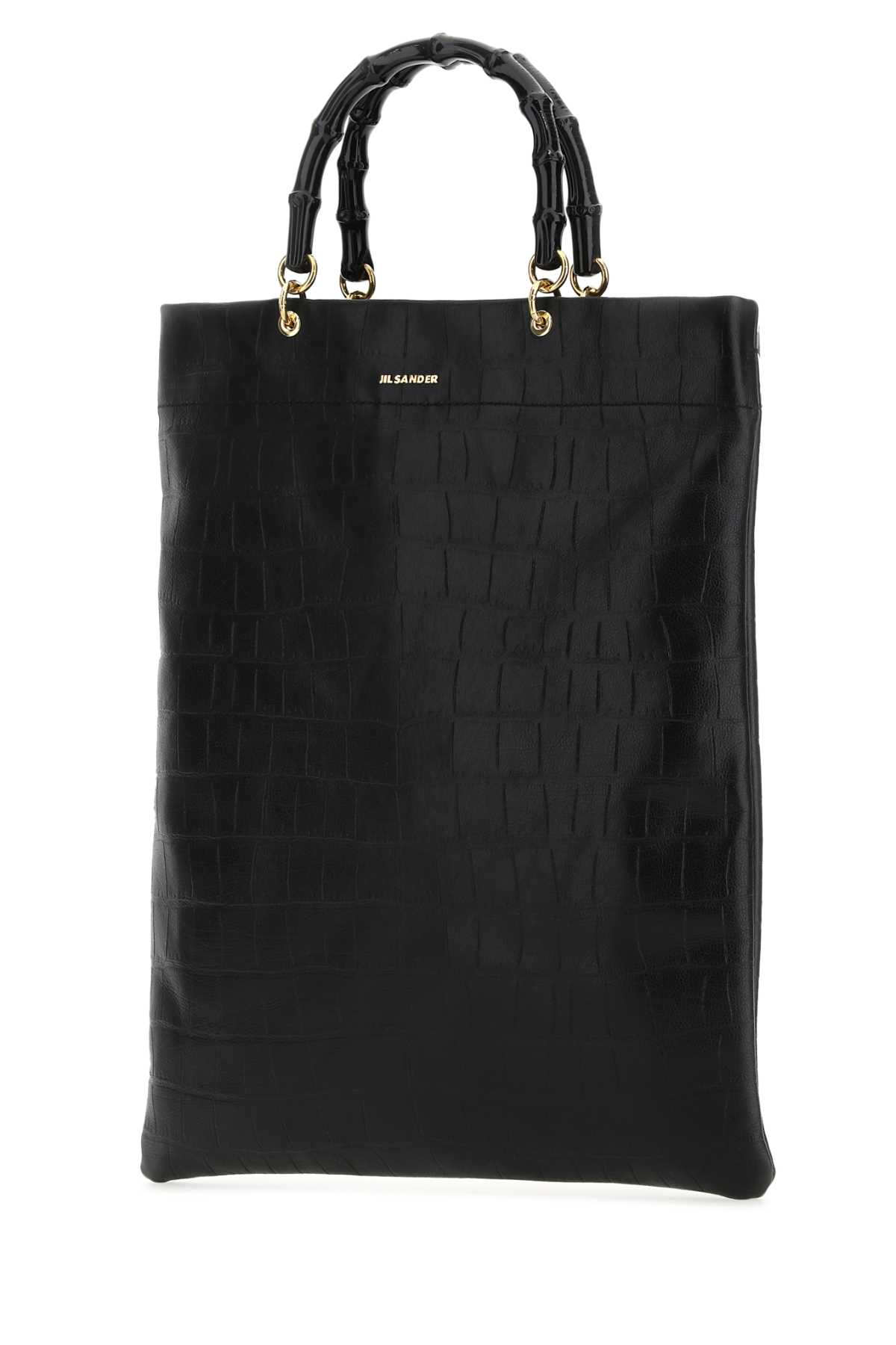 Shop Jil Sander Black Leather Medium Shopping Bag In 001