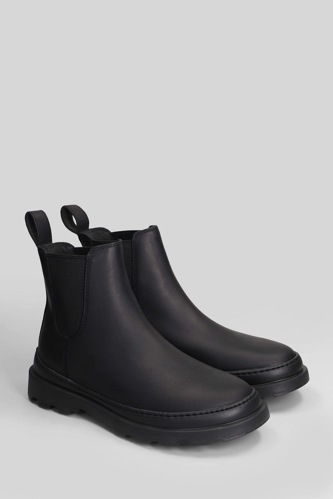 Camper Brutus Ankle Boots In Black Leather In Multi
