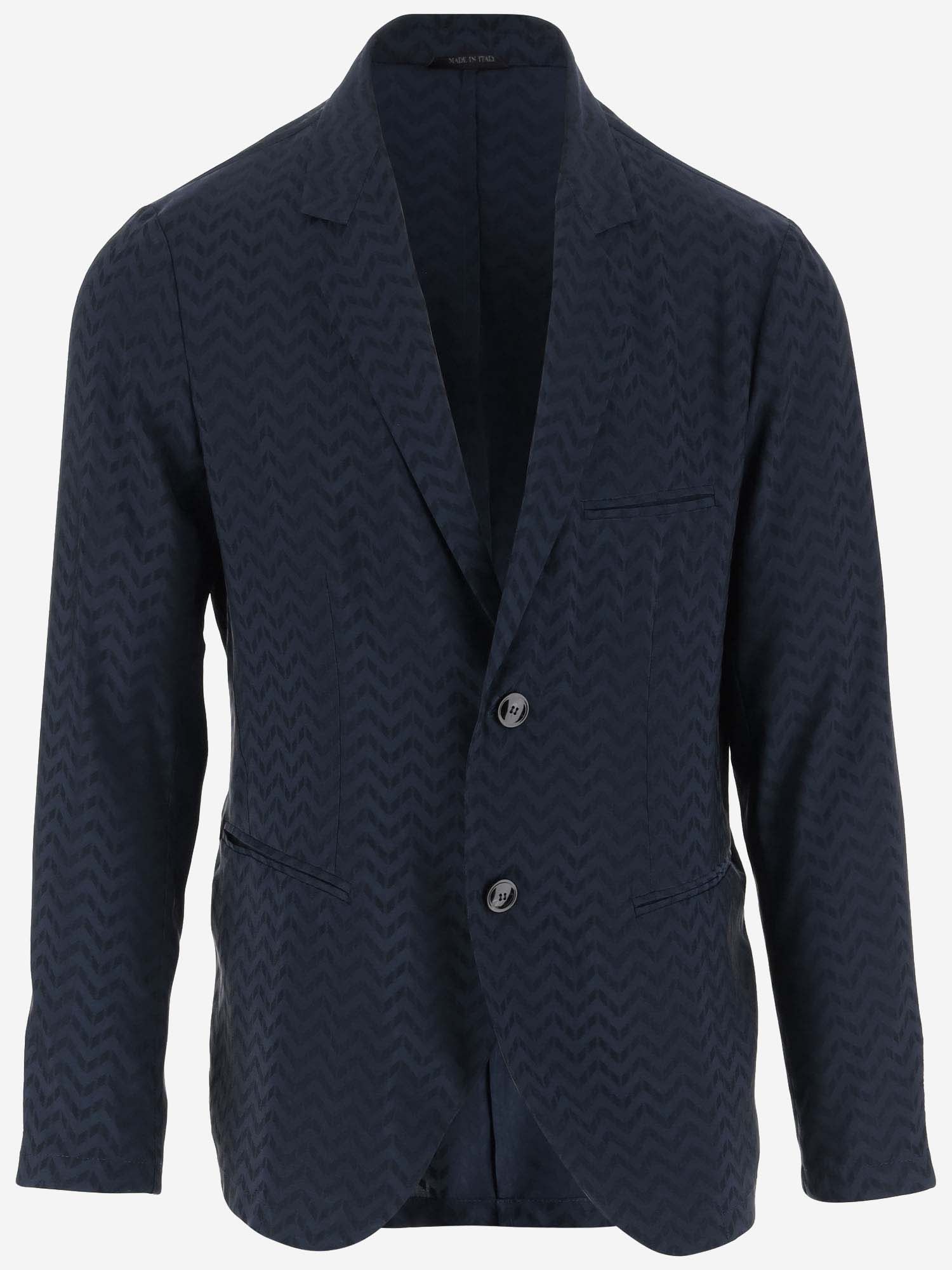 Giorgio Armani Viscose Blend Single-breasted Jacket In Blue