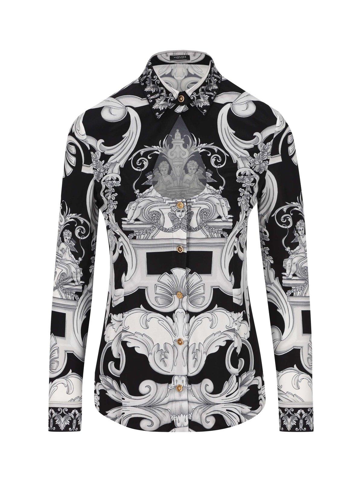Versace Allover Baroque Pattern Long Sleeved Shirt