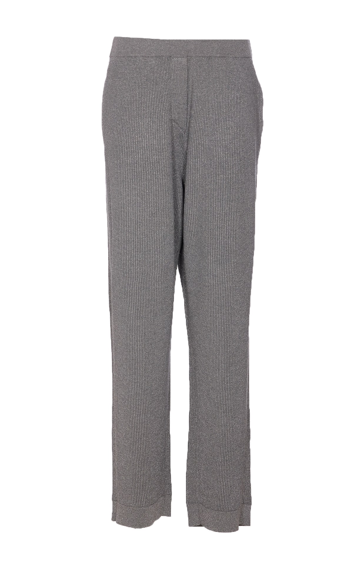 Brunello Cucinelli Vanise Sparkling Knitted Trousers In English Rib In Burgundy