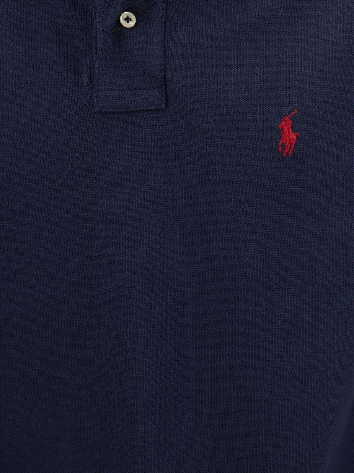 Polo Ralph Lauren Long-sleeved Polo Shirt With Classic Collar In Navy