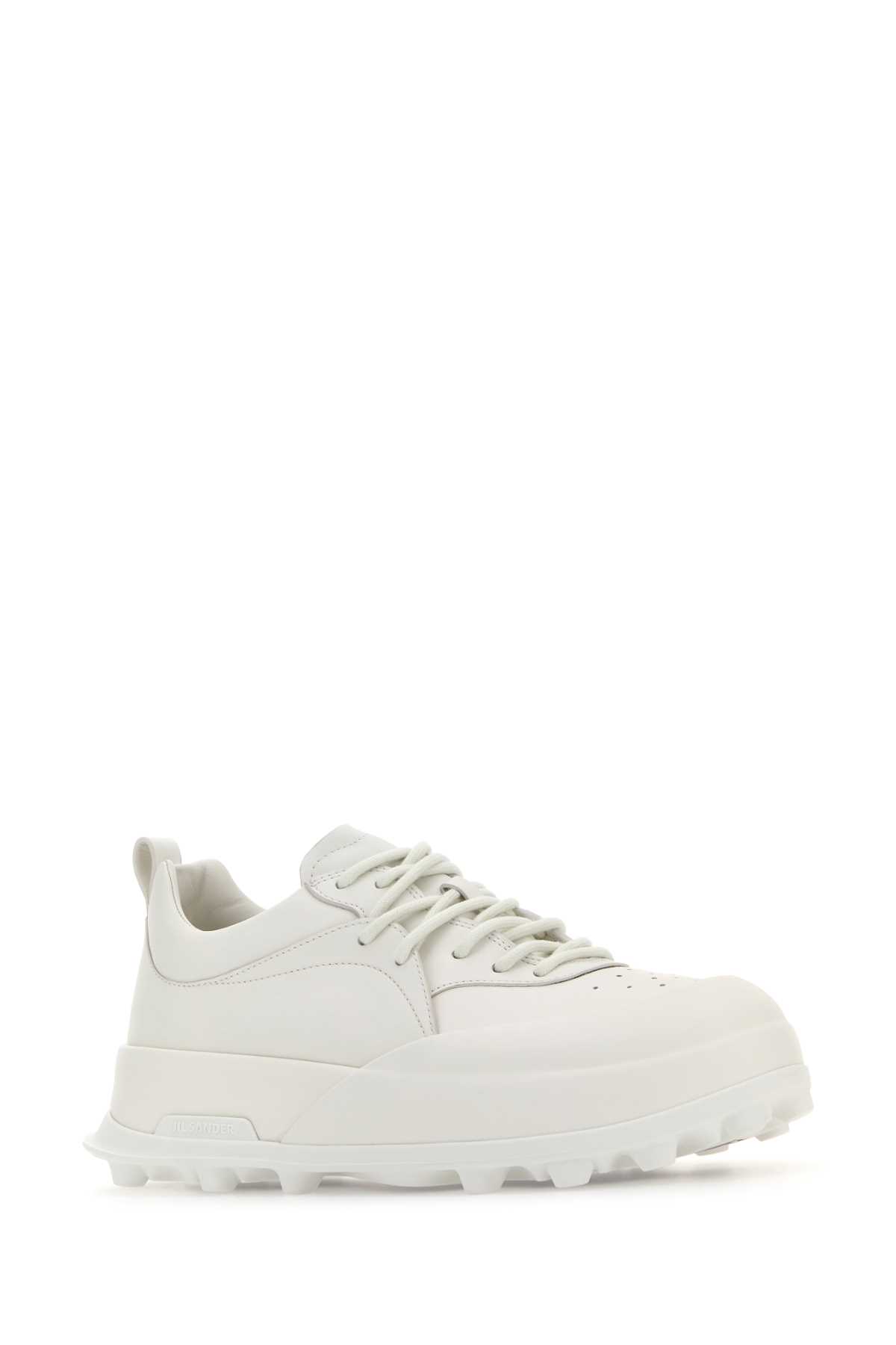 Jil Sander White Leather And Rubber Orb Sneakers In 102