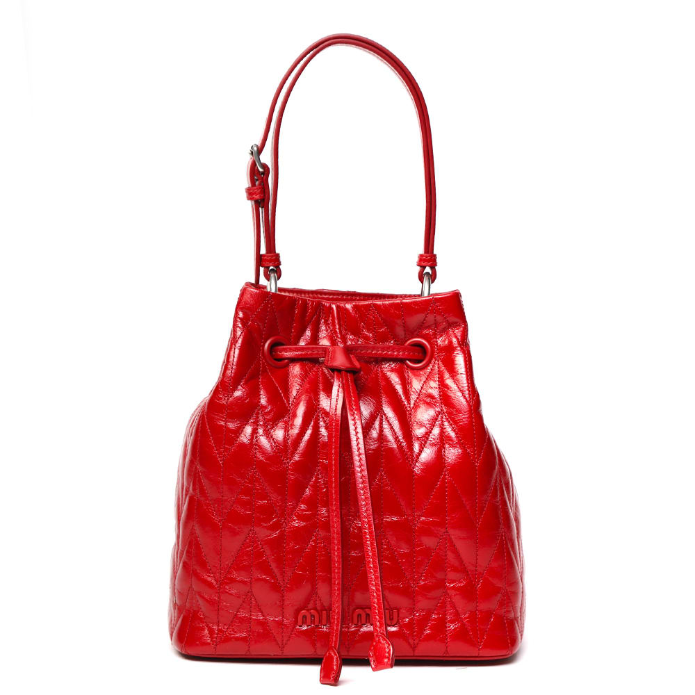 Miu Miu Red Quilted Leather Bucket Bag