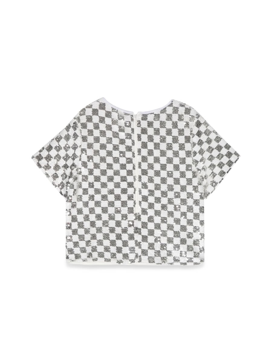 Michael Kors Sequin Embellished Checkerboard Top In Multicolour