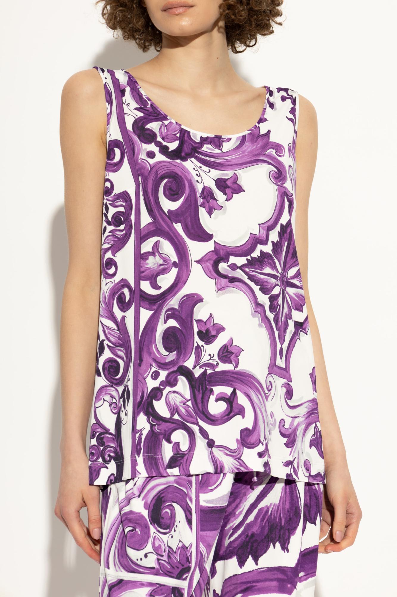 Dolce & Gabbana Top With Majolica Print In Purple