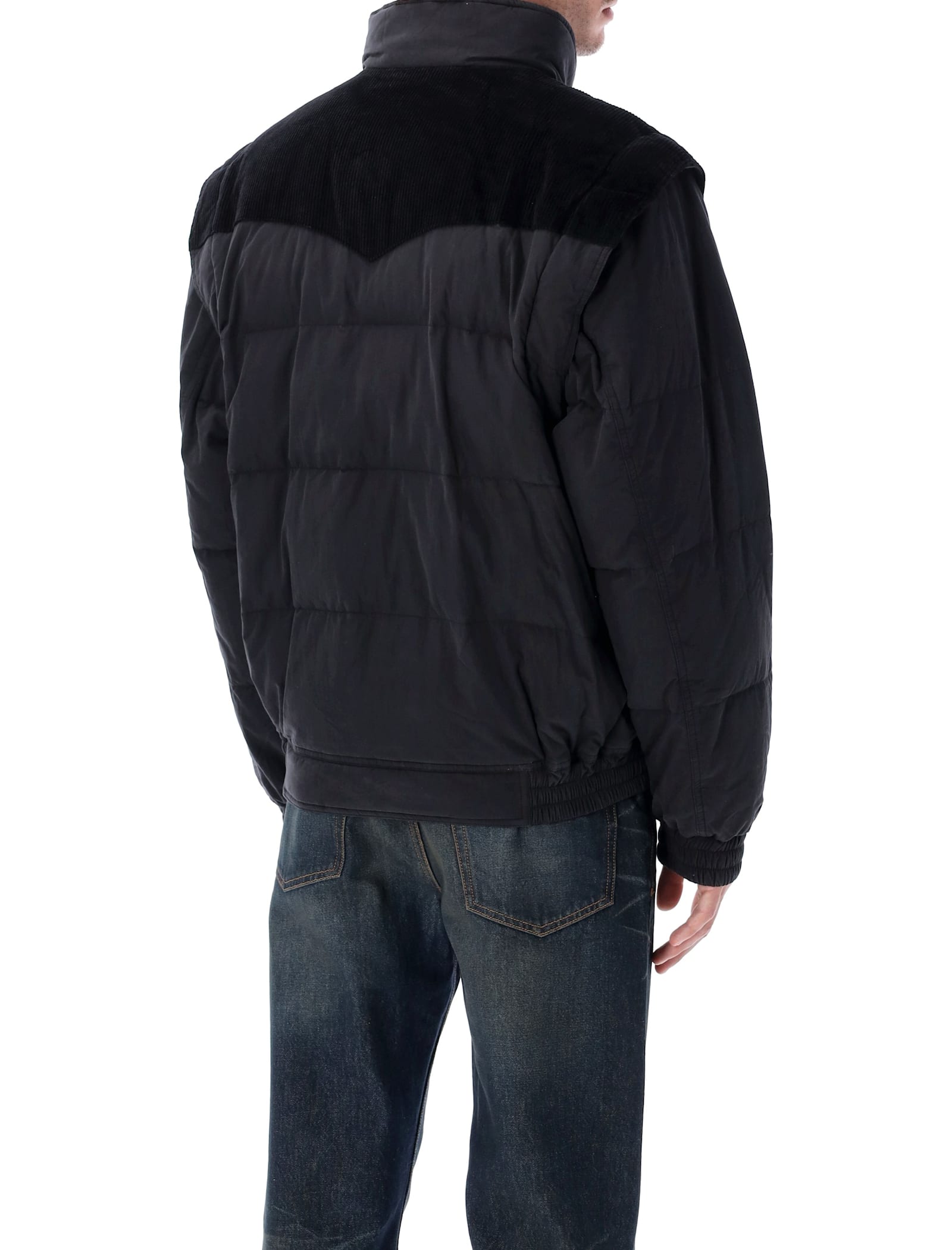 Isabel Marant Marant Dawson Short Puffer Jacket In Cotton And Velvet In Black