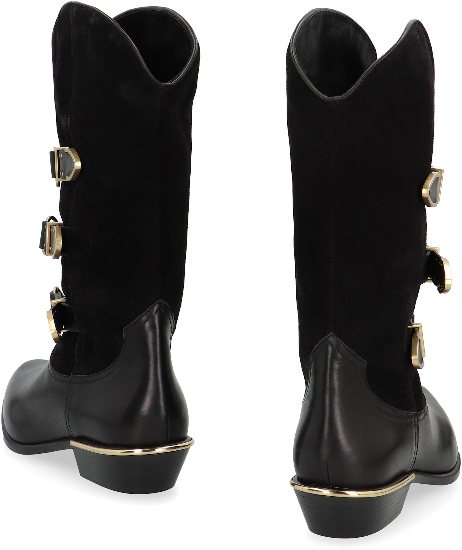 Isabel Marant Mexia Studded Leather And Suede Knee Boots In Black