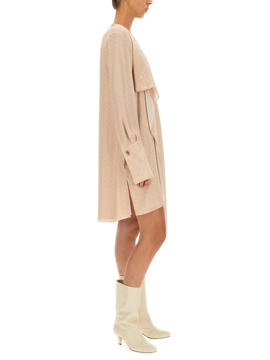 Shop Fendi V-neck Draped Asymmetric Dress In Ivory