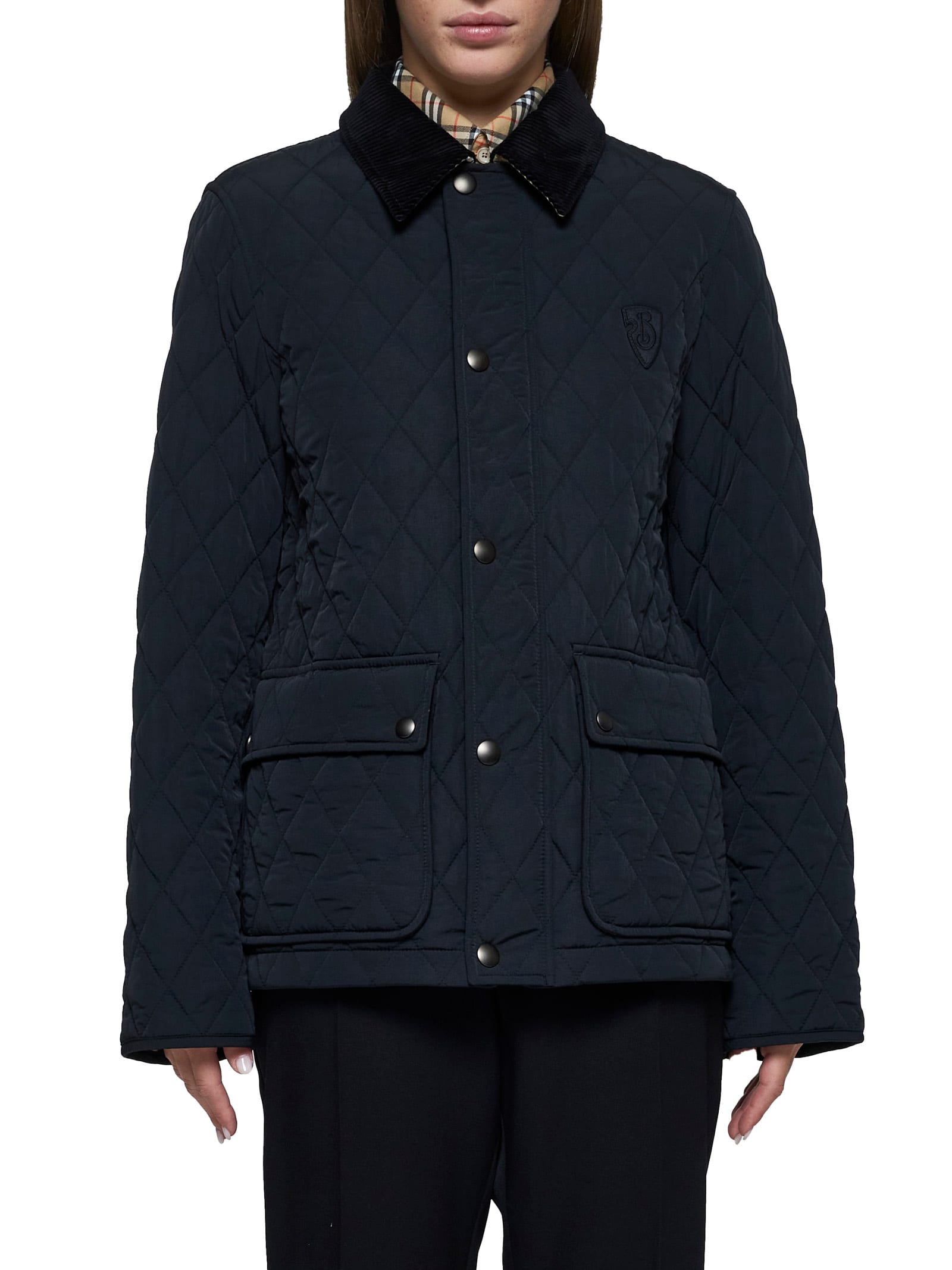 Shop Burberry Jacket In Black/sand Ip Check