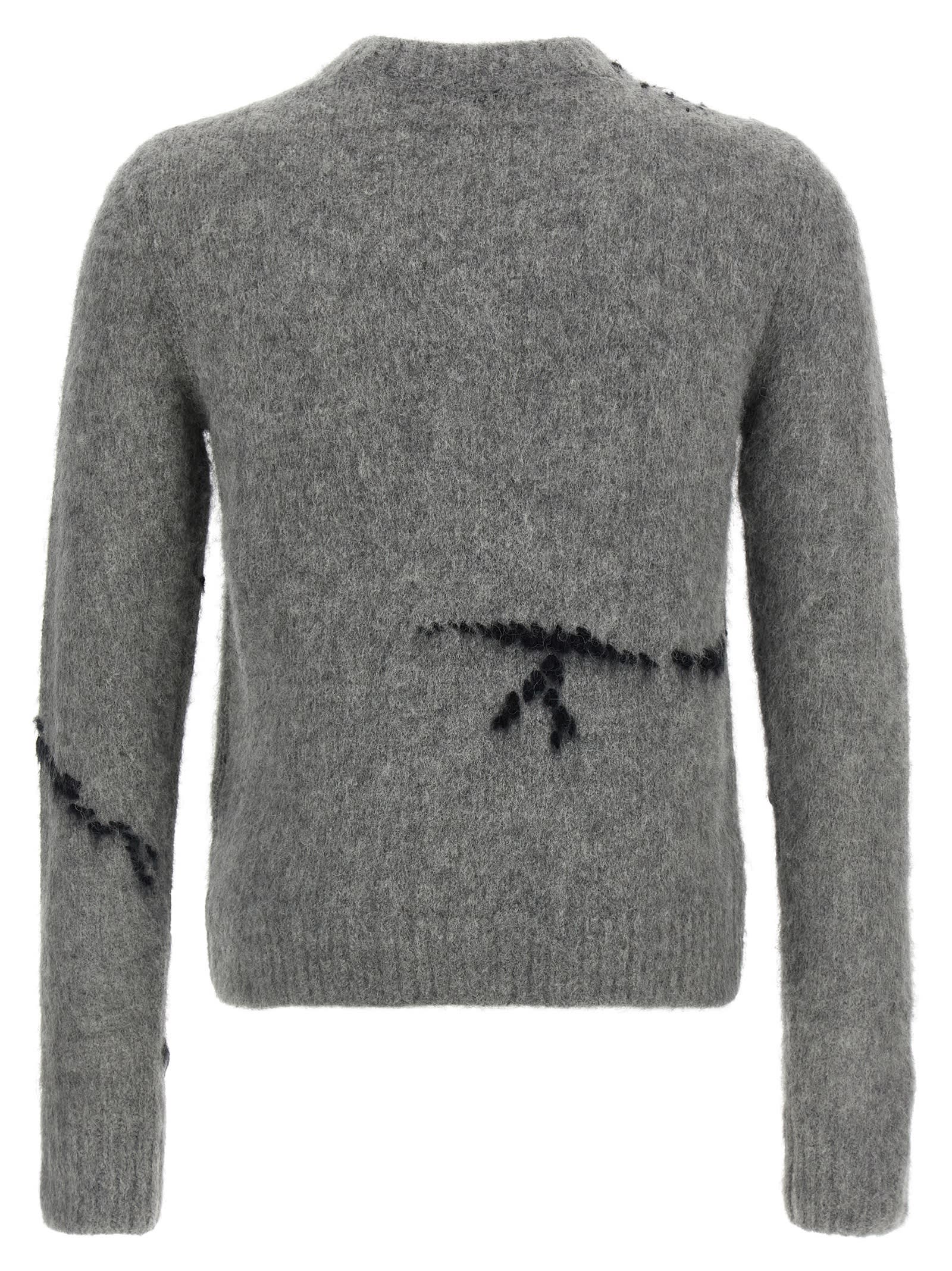 Dries Van Noten Mouche Embroidered Cropped Wool Sweater Clothing In Gray