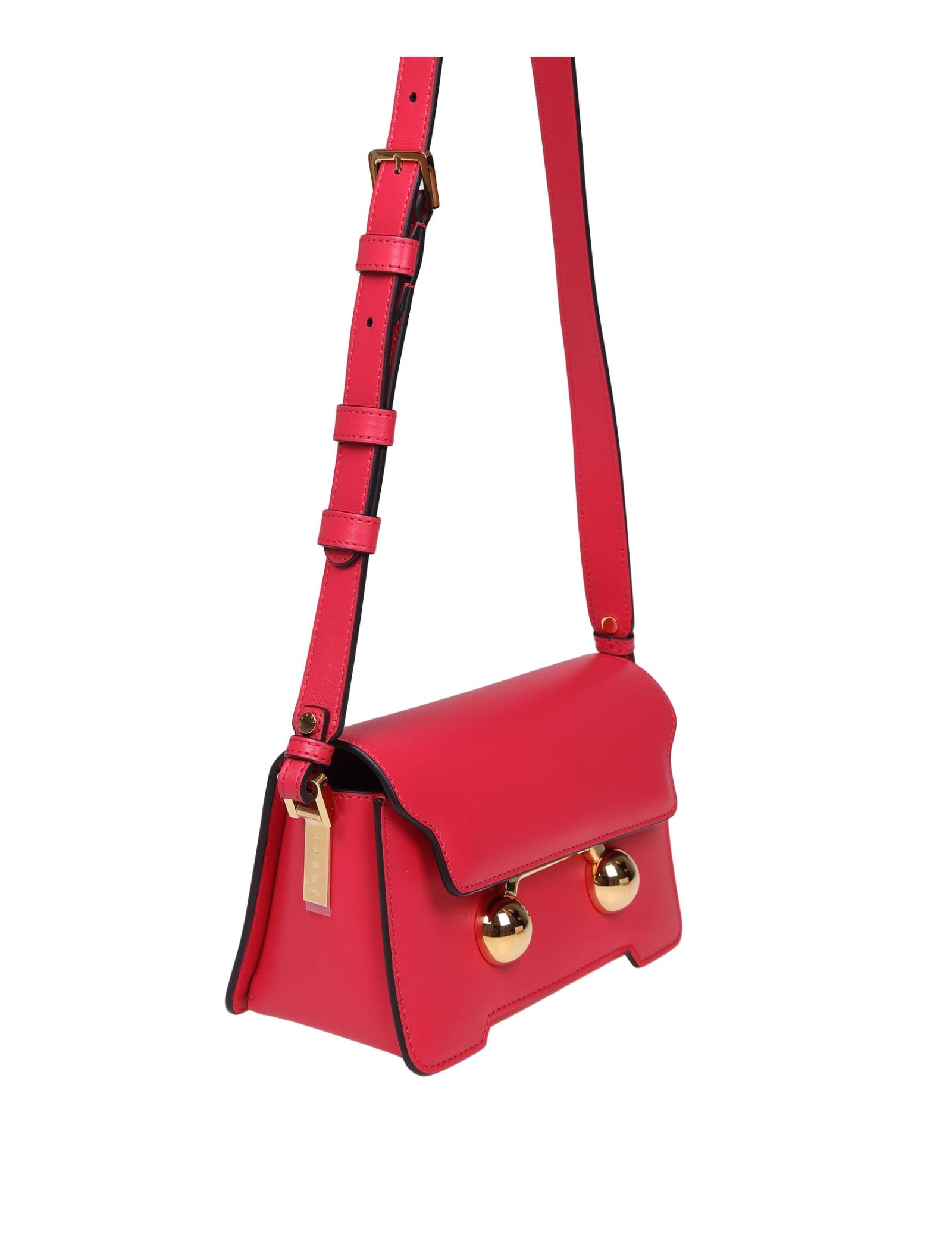 Shop Marni Trunkaroo Mini Shoulder Bag In Red Leather