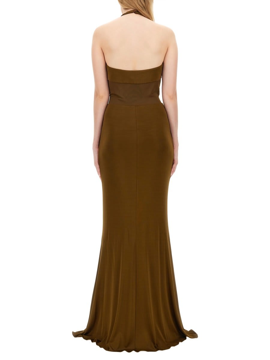 Shop Tom Ford Knitted Stretch Jersey Criss-cross Evening Dress In Military Green