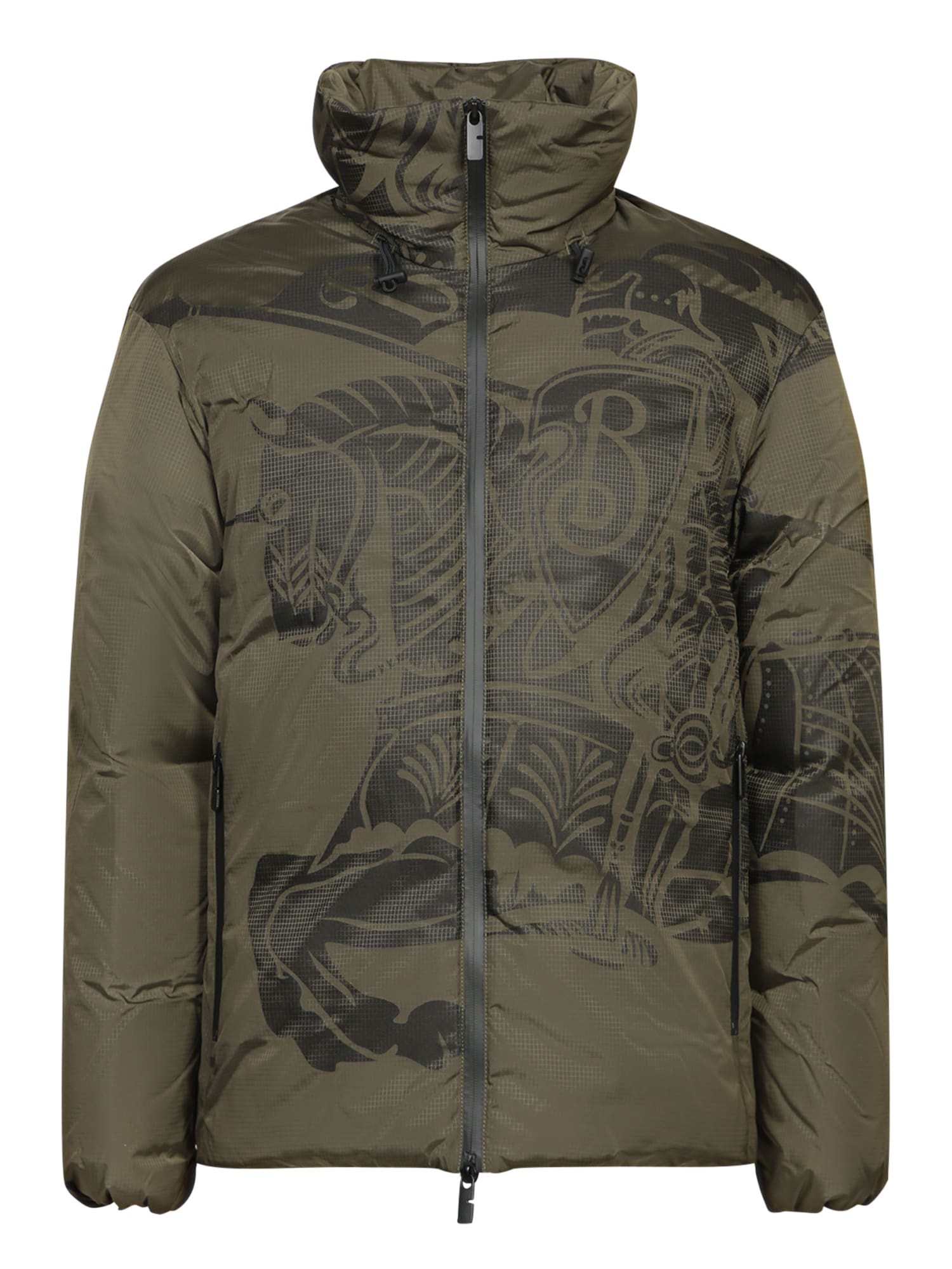 Shop Burberry Macro Knight Olive Green Jacket