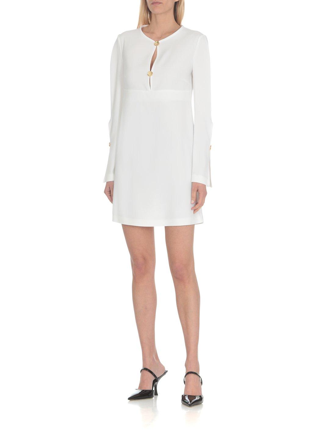 Shop Pinko Cut-out Detailed Long-sleeved Dress In White