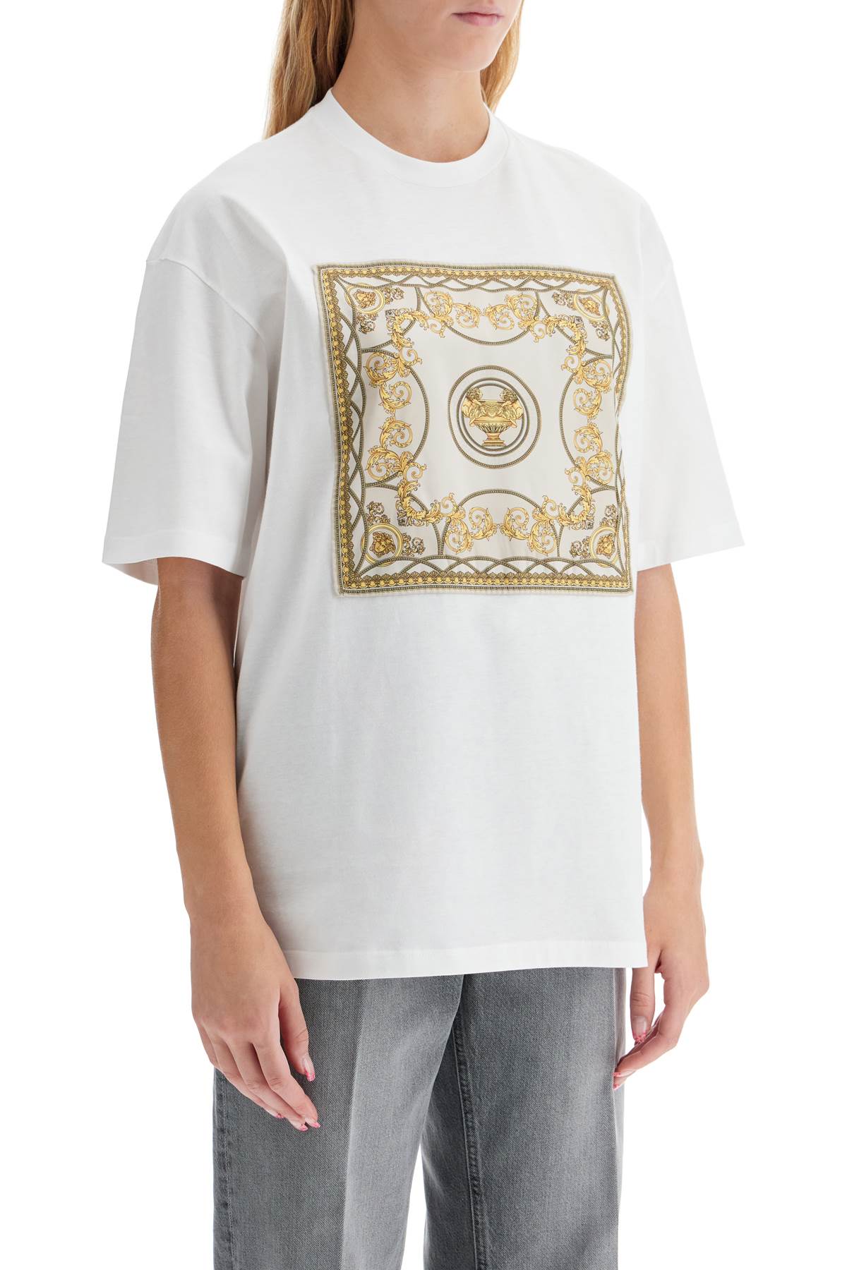 Shop Versace Oversized T-shirt - The In White+multicolor (white)