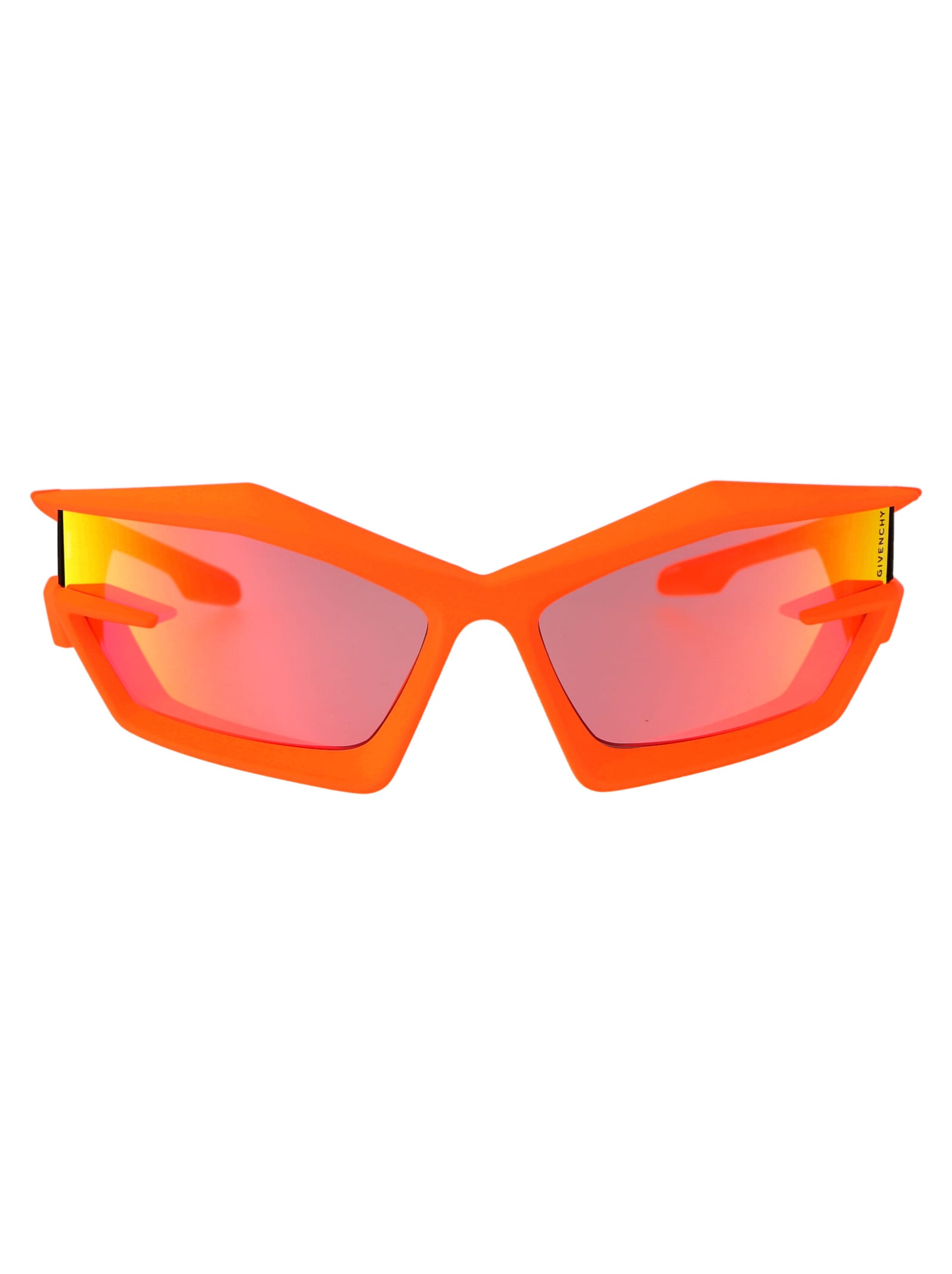 Shop Givenchy Giv Cut Sunglasses In 43c Matte Orange / Smoke Mirror