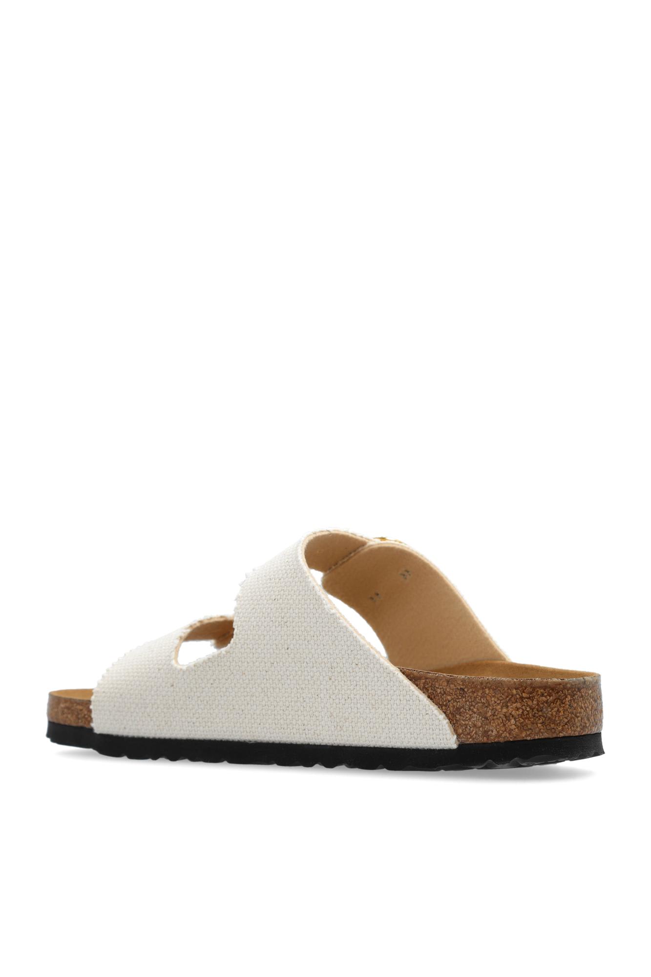 Birkenstock Vegan Arizona Big Buckle Rivet Logo Slides In Grey