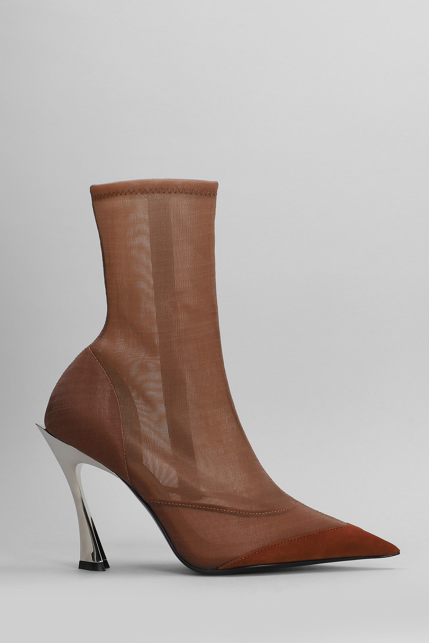 Mugler High Heels Ankle Boots In Leather Color Nylon