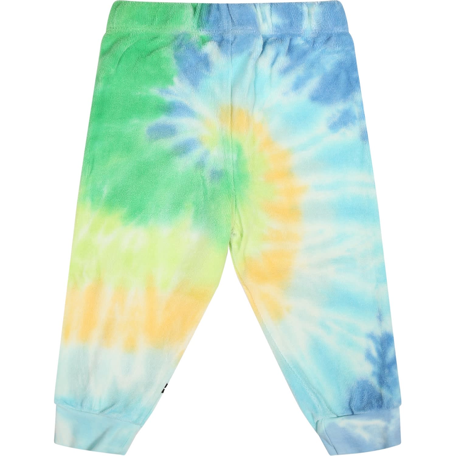 Shop Molo Light Blue Trousers For Babykids With Smiley In Multicolor