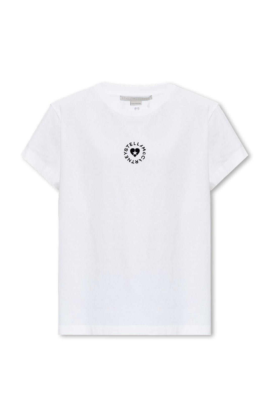 Shop Stella Mccartney Logo Printed Crewneck T-shirt In White