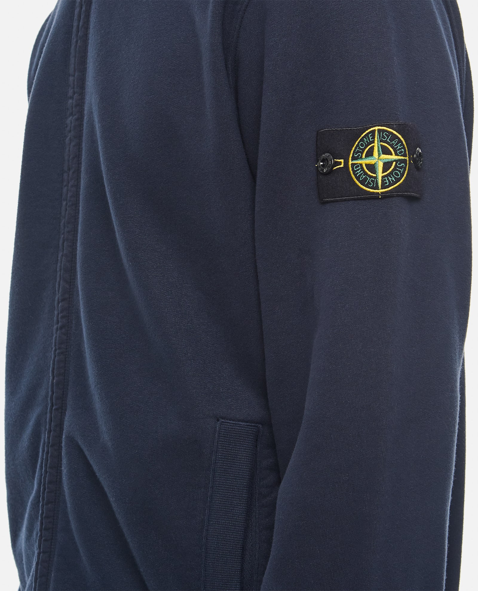 Shop Stone Island Full Zip Sweatshirt In Navy Blue