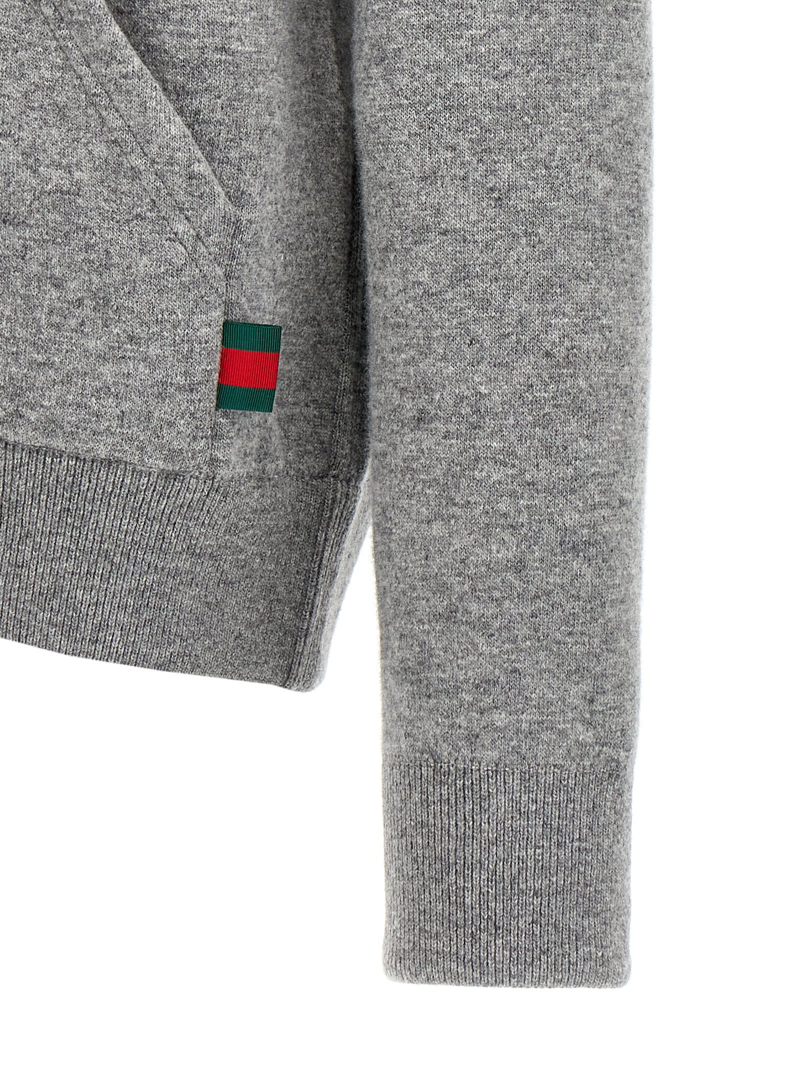 Shop Gucci Hooded Cardigan In Gray