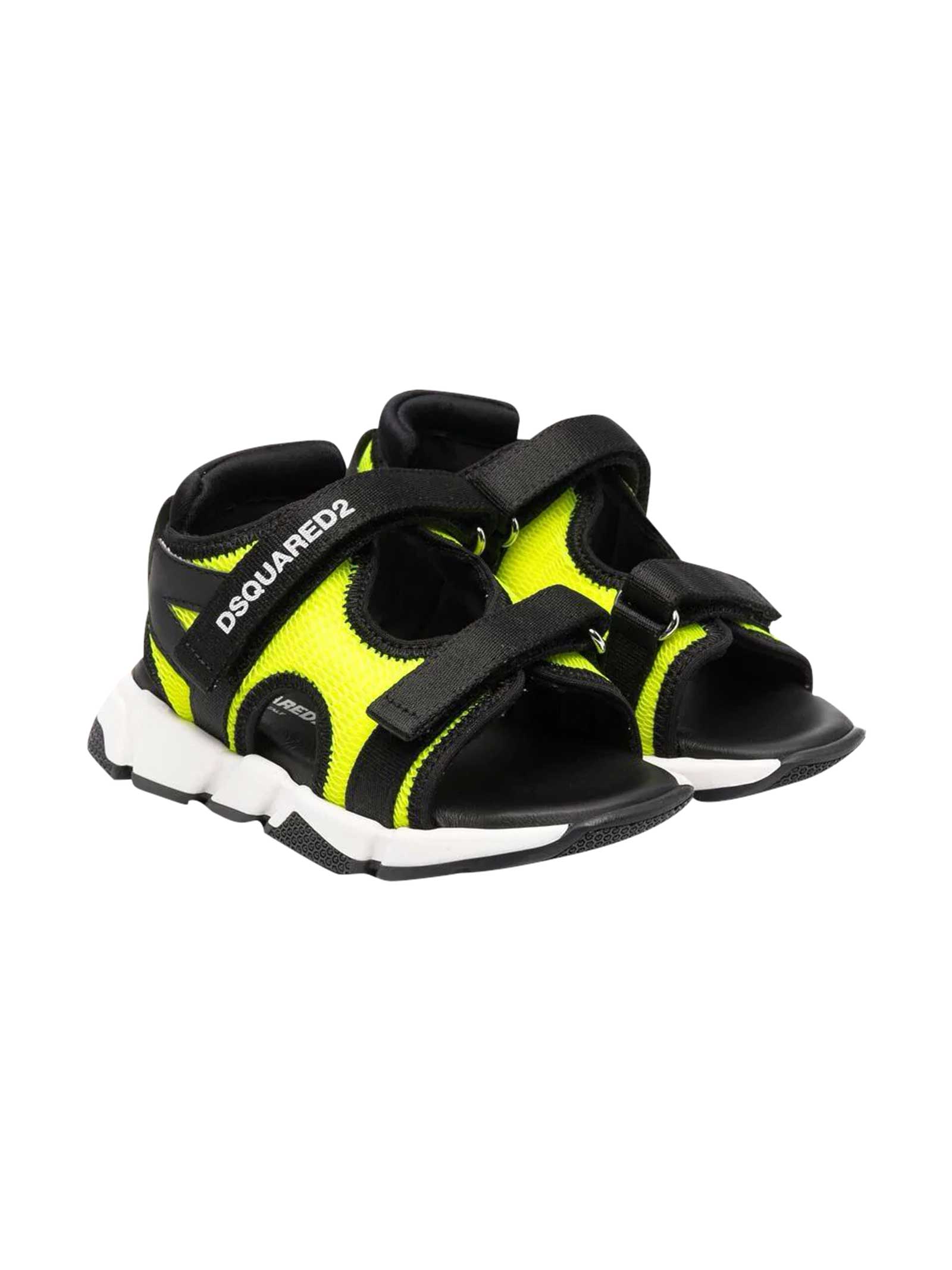 Dsquared2 Black And Yellow Sandals Dsquared Kids