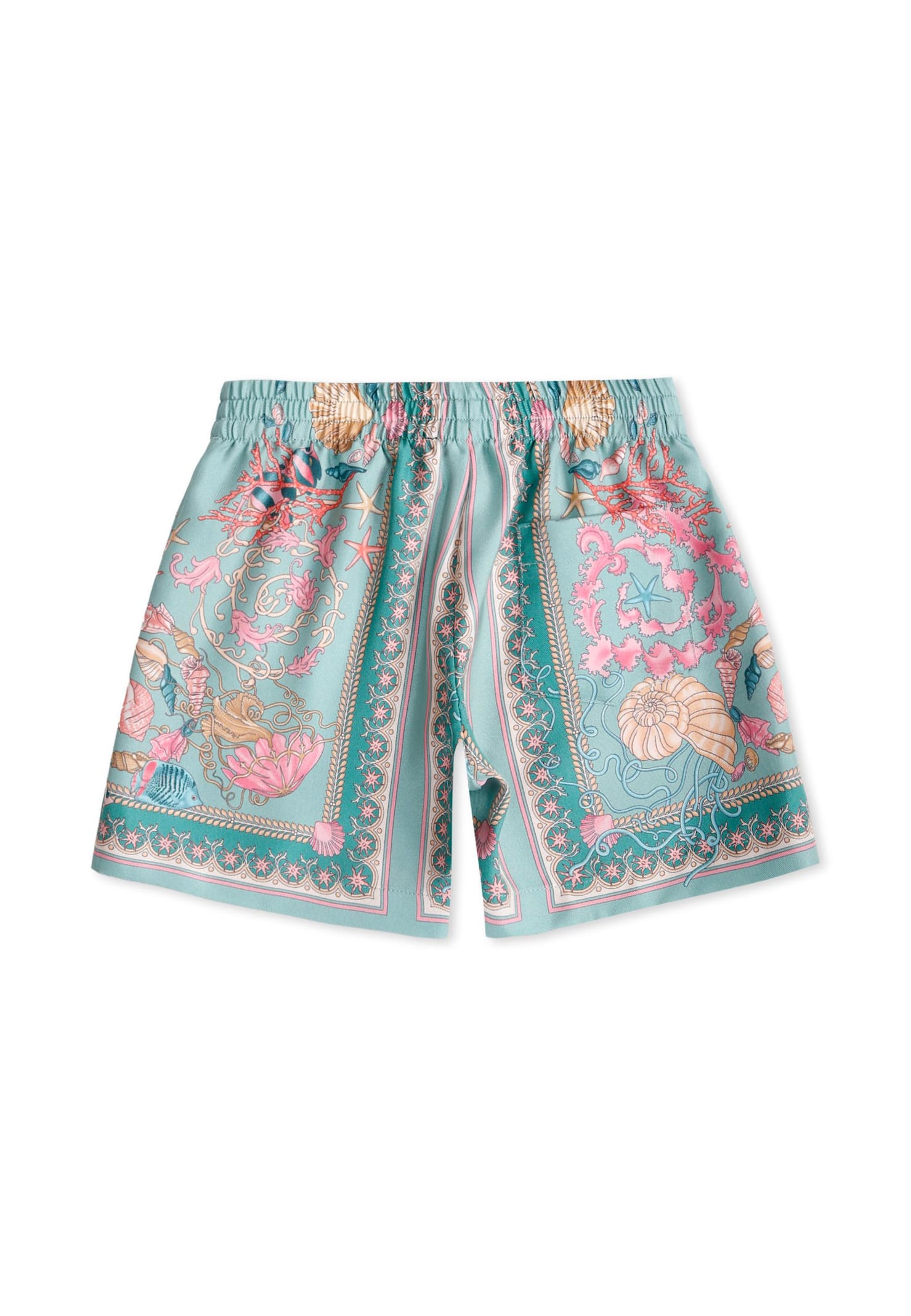 Versace Multicolor La Vacanza Shorts For Baby In Green