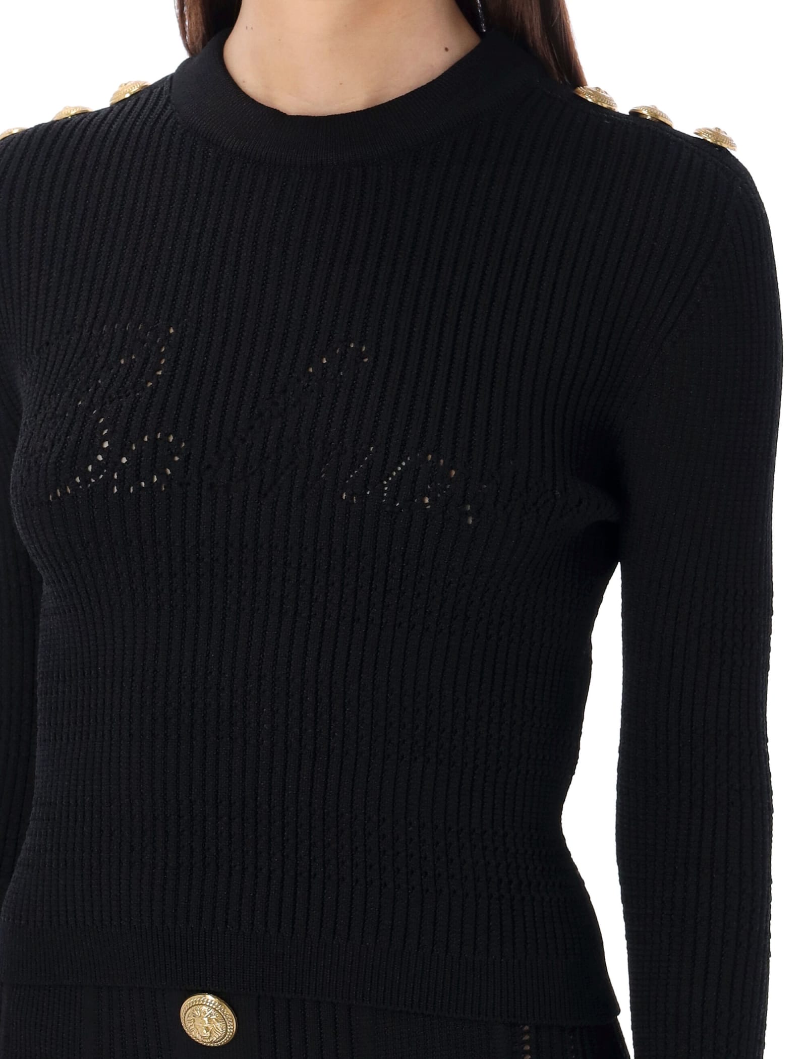Shop Balmain Signature Knit Jumper In Black