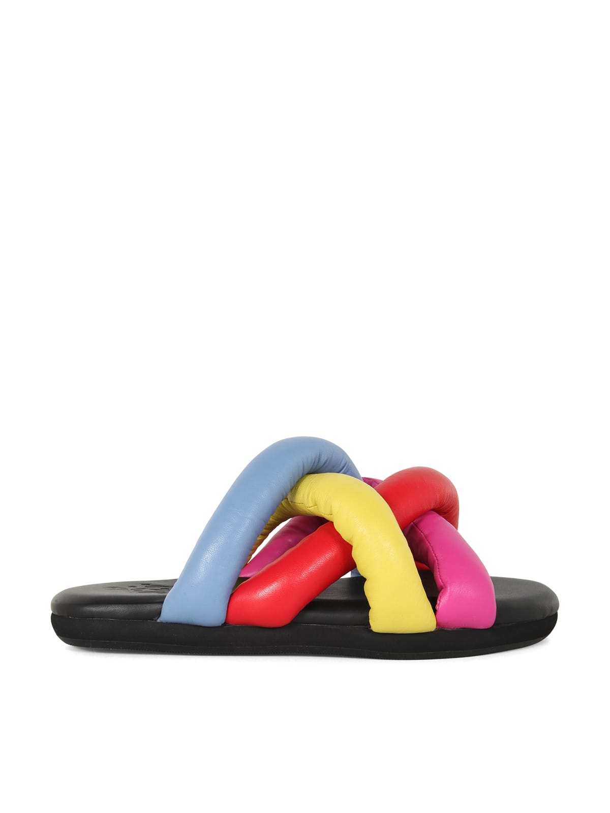 Moncler Multicolored Padded Strap Sandals With Bold Design In White