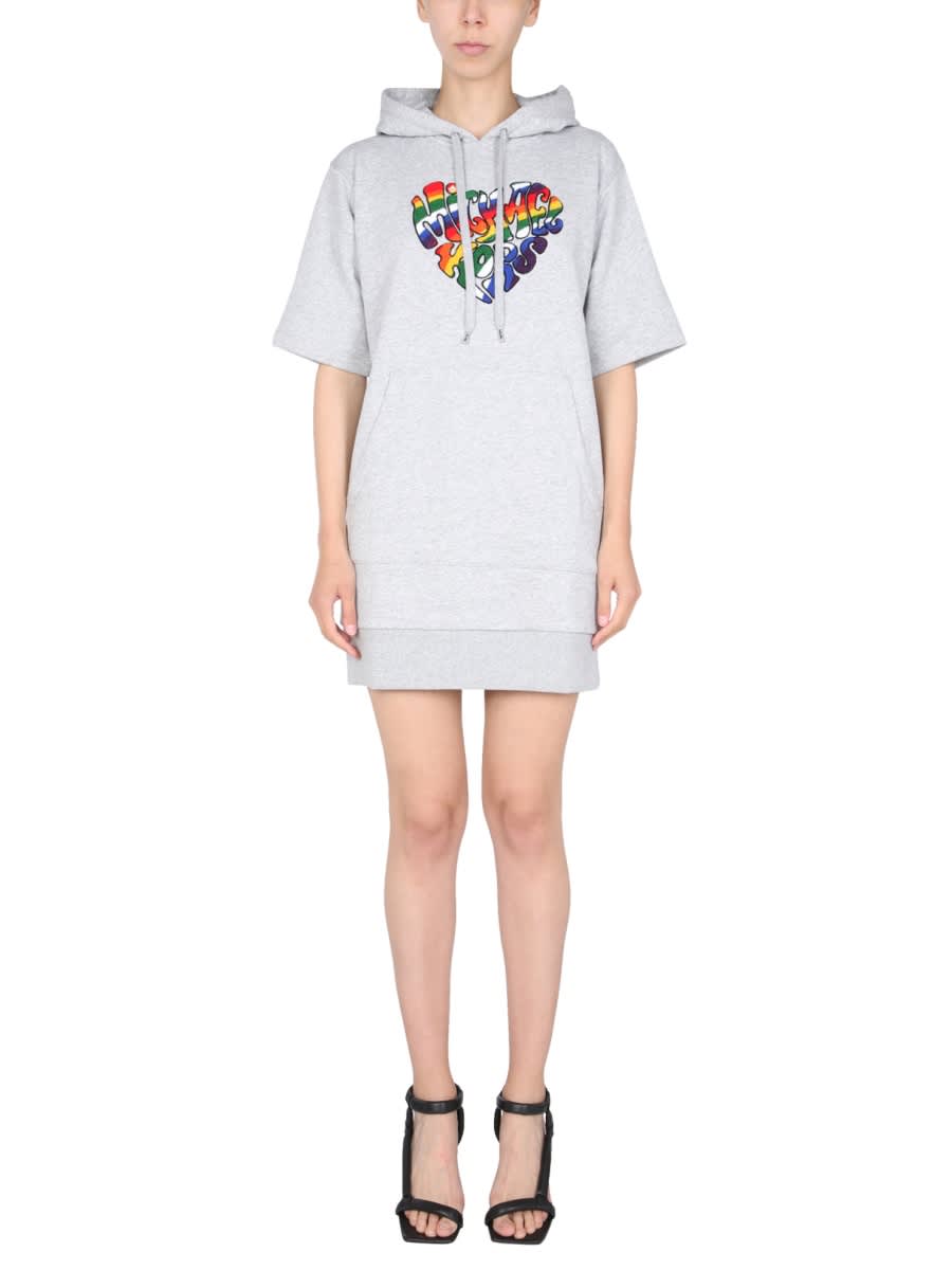 Shop Michael Kors Dress With Pride Heart Logo In Grey