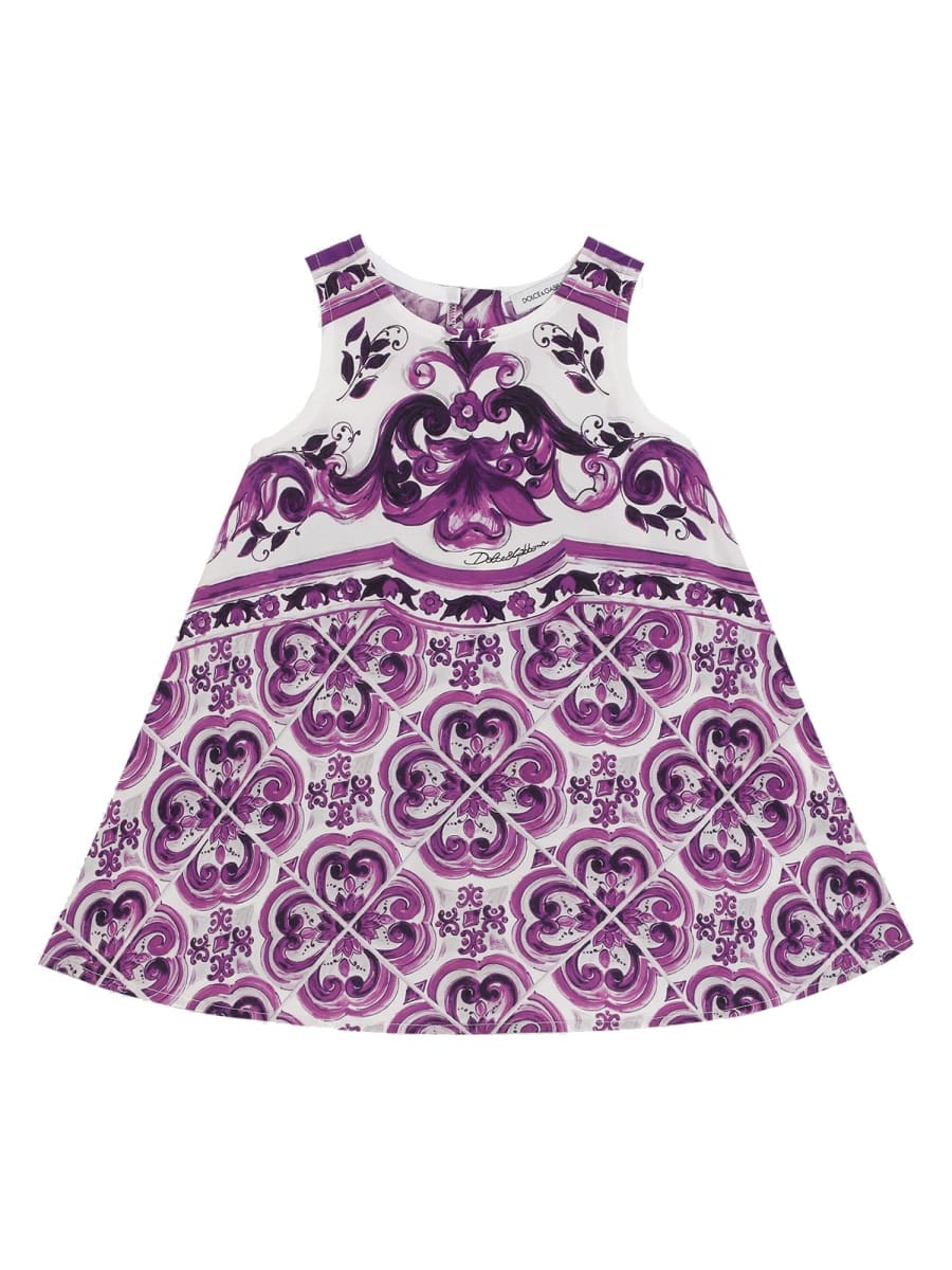 Dolce & Gabbana Cotton Printed Dress In Purple