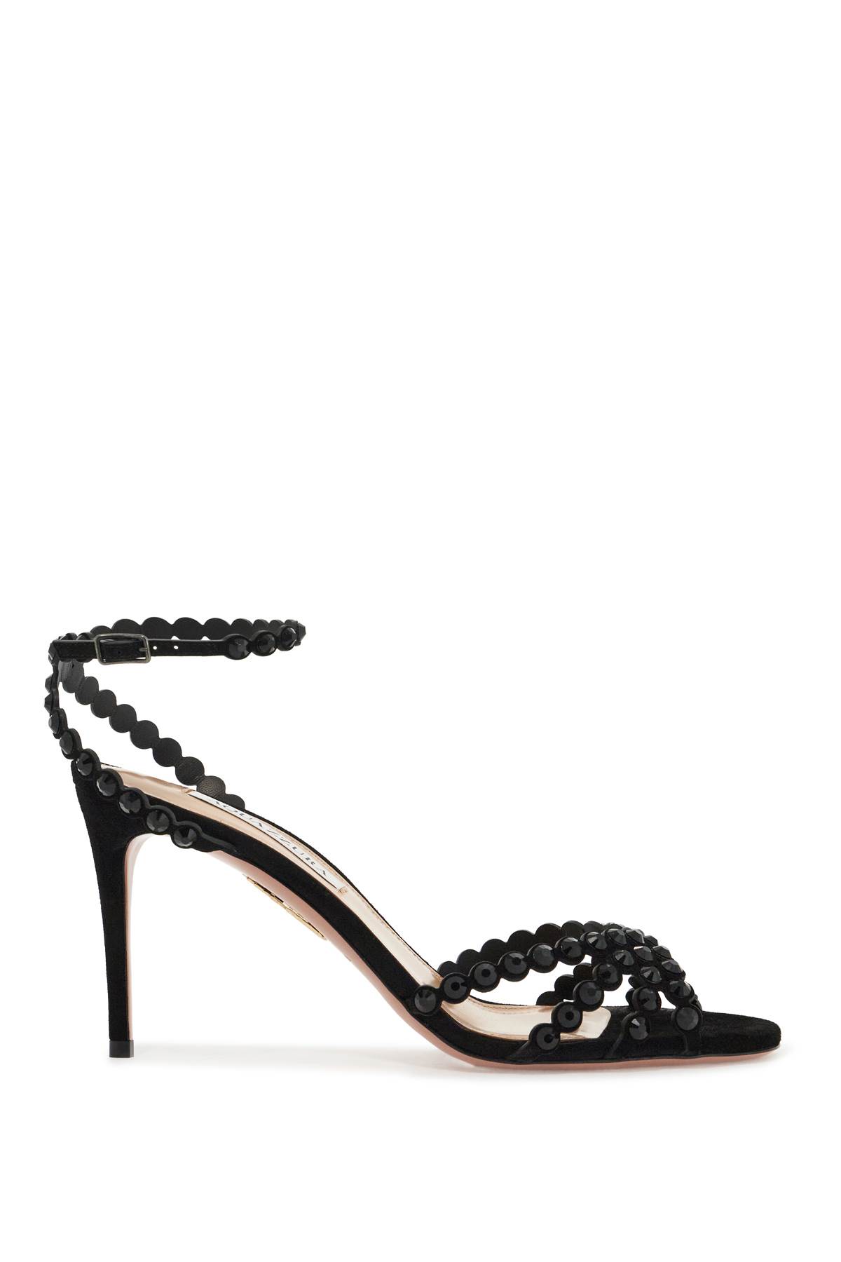 Shop Aquazzura Tequila 85 Sandals In Black/jet (black)