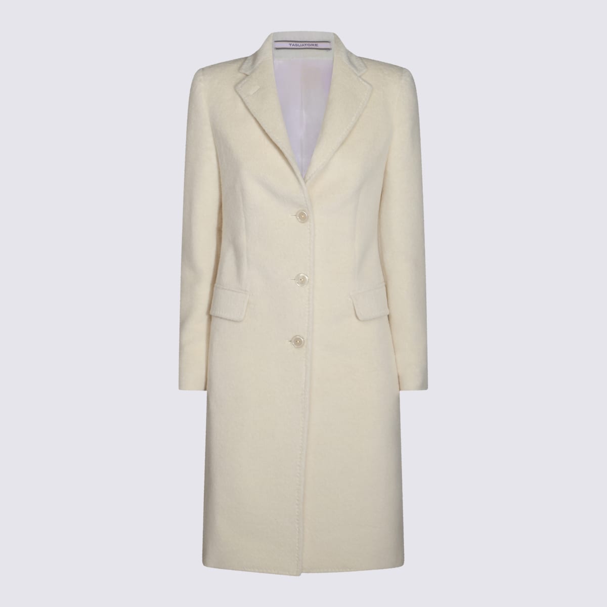 Shop Tagliatore White Wool Coat