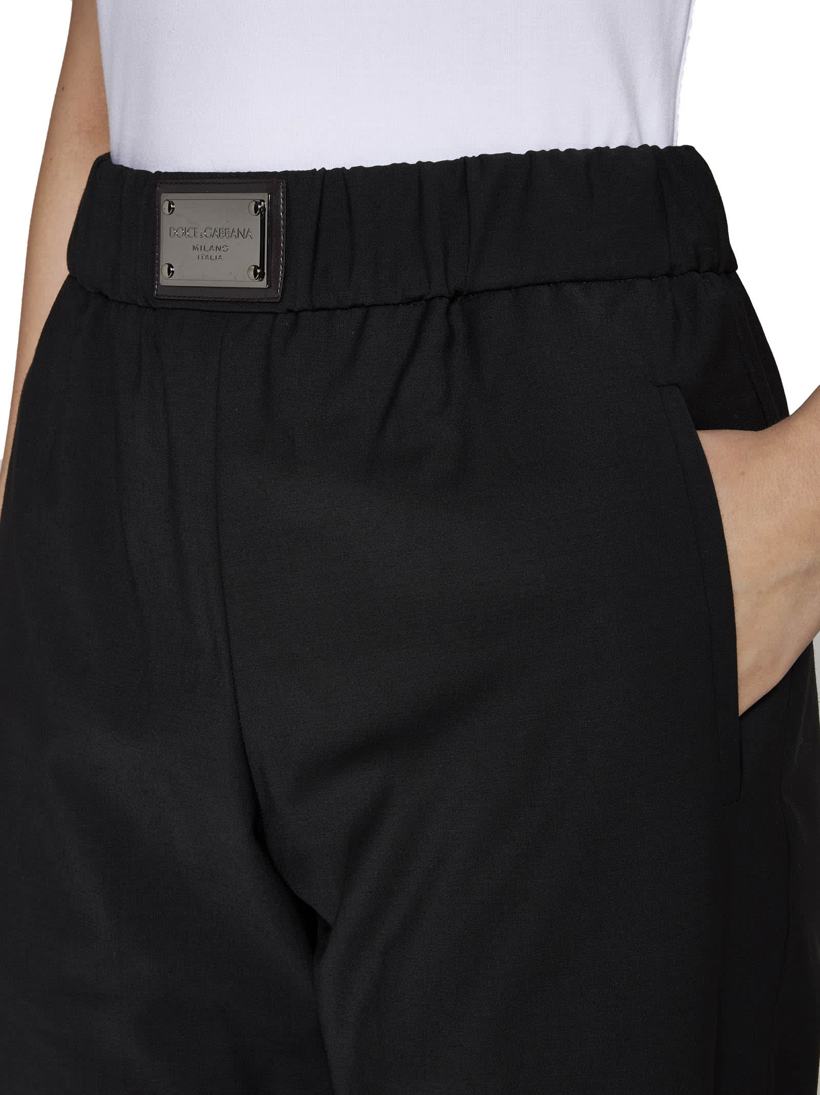 Dolce & Gabbana Black Wool Flared Trousers In Nero