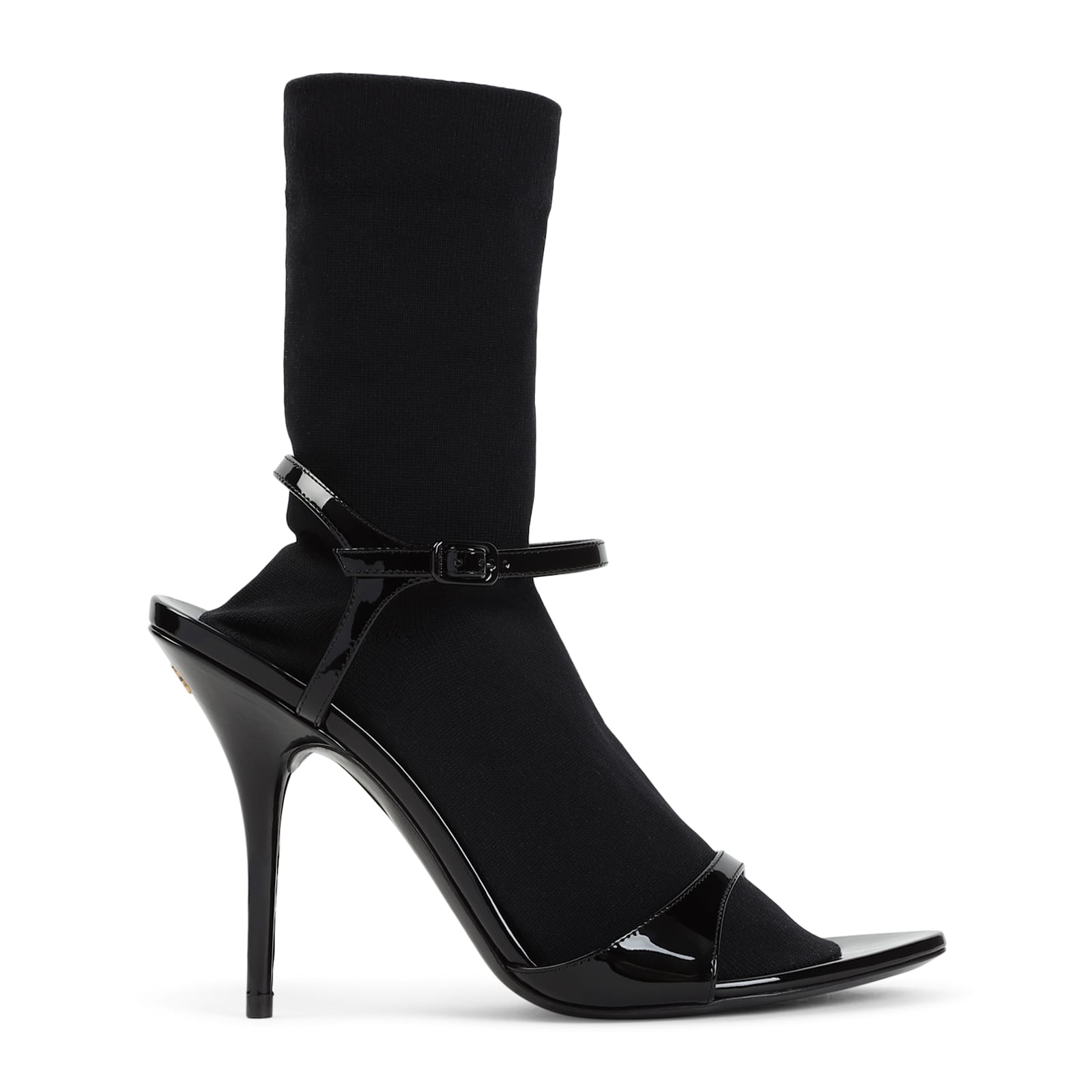 Balenciaga Avenue Sock Black Sandal In Patent Leather And Mesh In Black Black