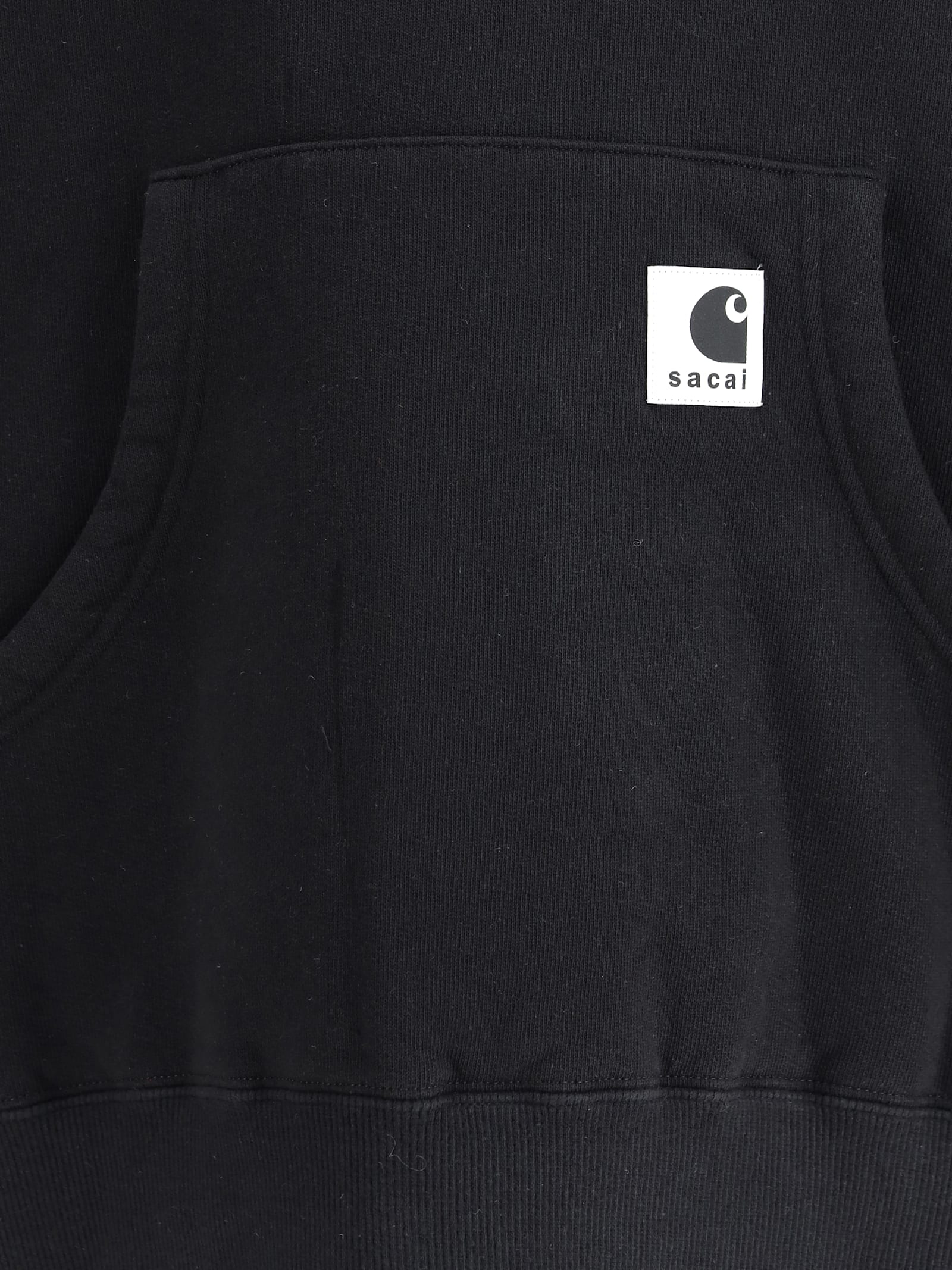 Sacai X Carhartt Wip Logo Patch Hooded Sweatshirt In Black