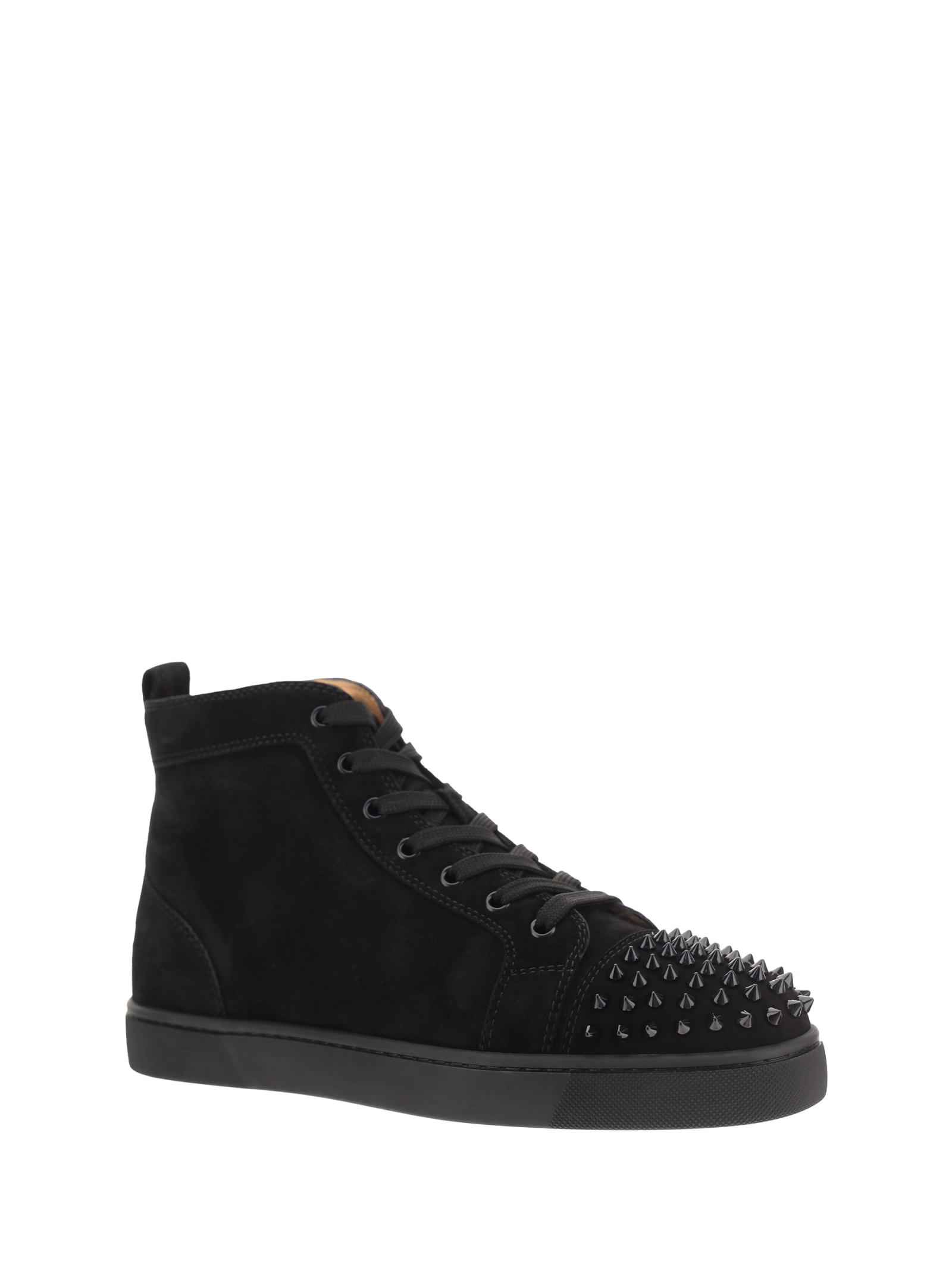 Shop Christian Louboutin Lou Spikes Sneakers In Black