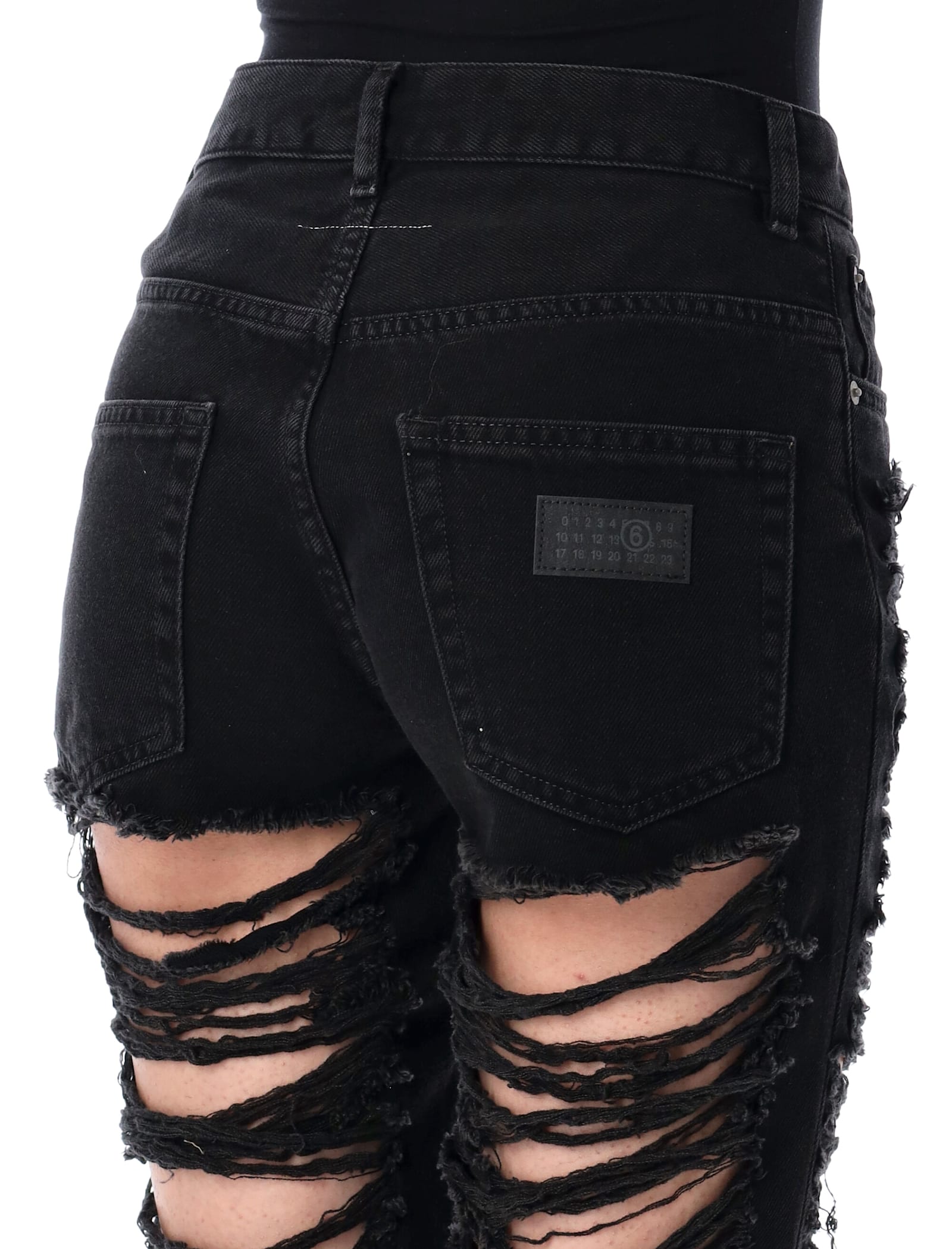 Mm6 Maison Margiela Distressed Slim Fit Jeans In Multi