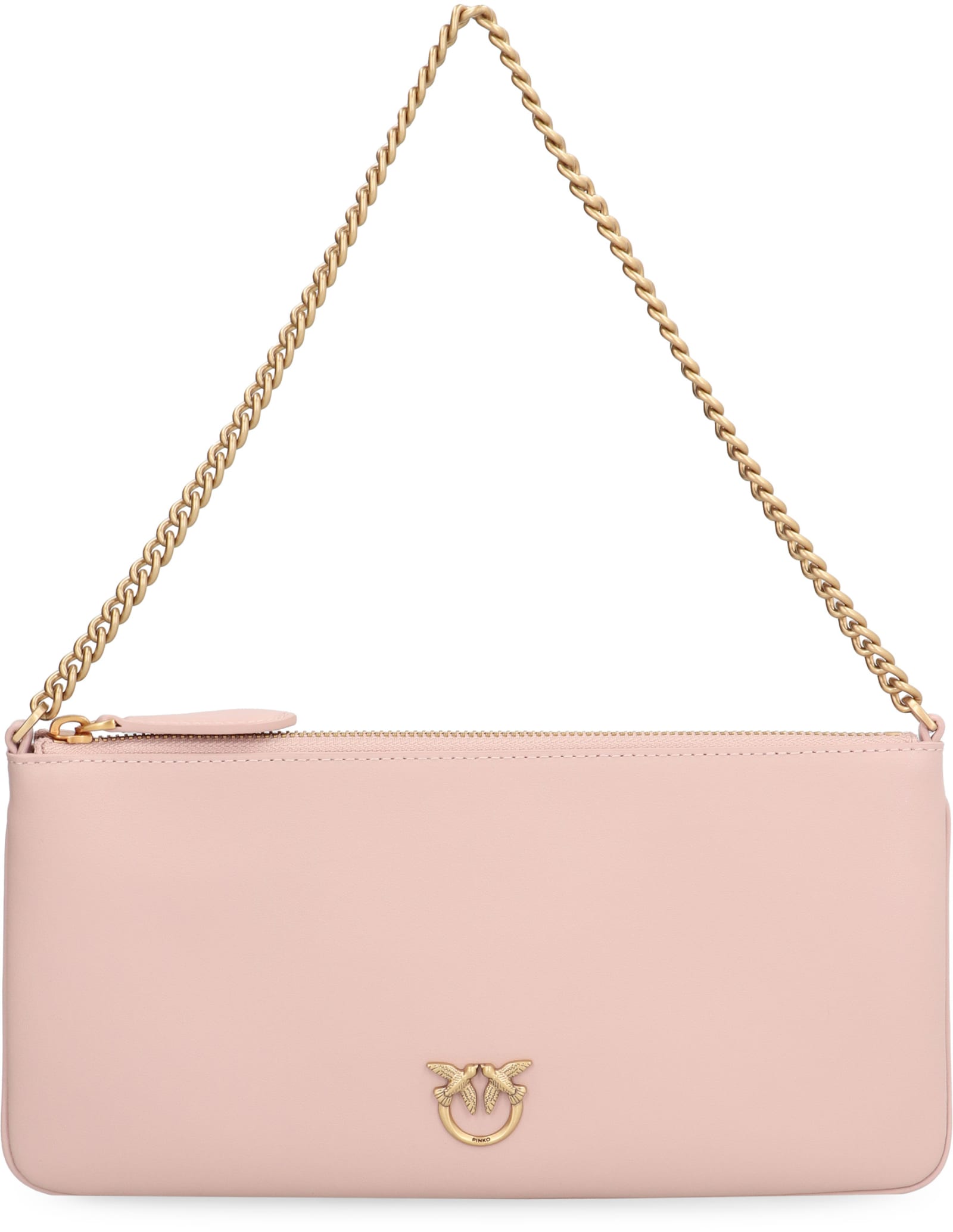 Pinko Horizontal Leather Shoulder Bag In Q Powder