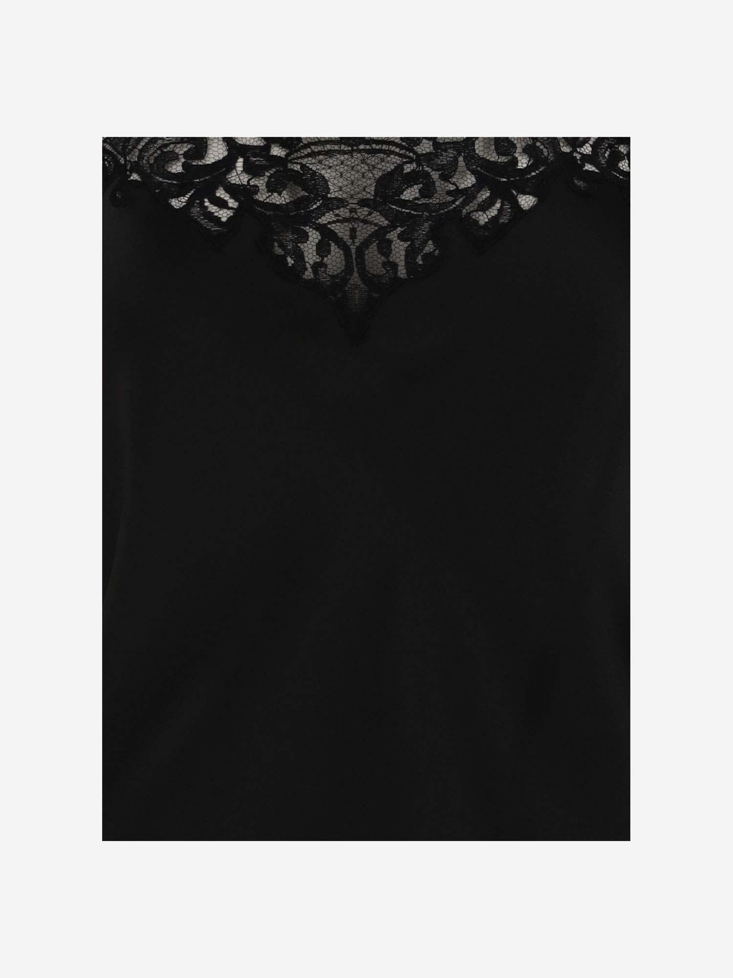 Shop Stella Mccartney Cotton Blend Top With Lace Details In Black