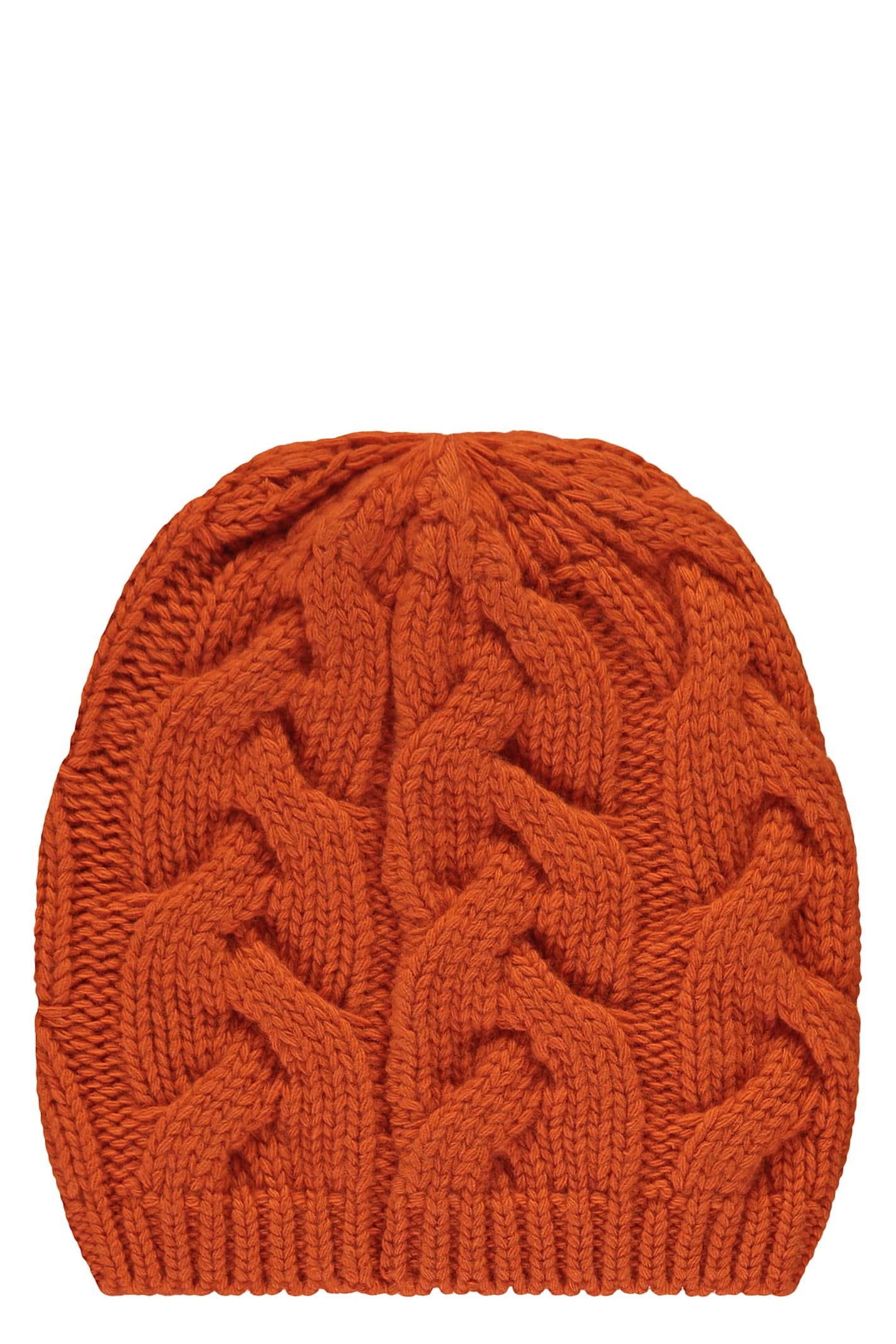 Herno Orange Knitted Hat In Orange