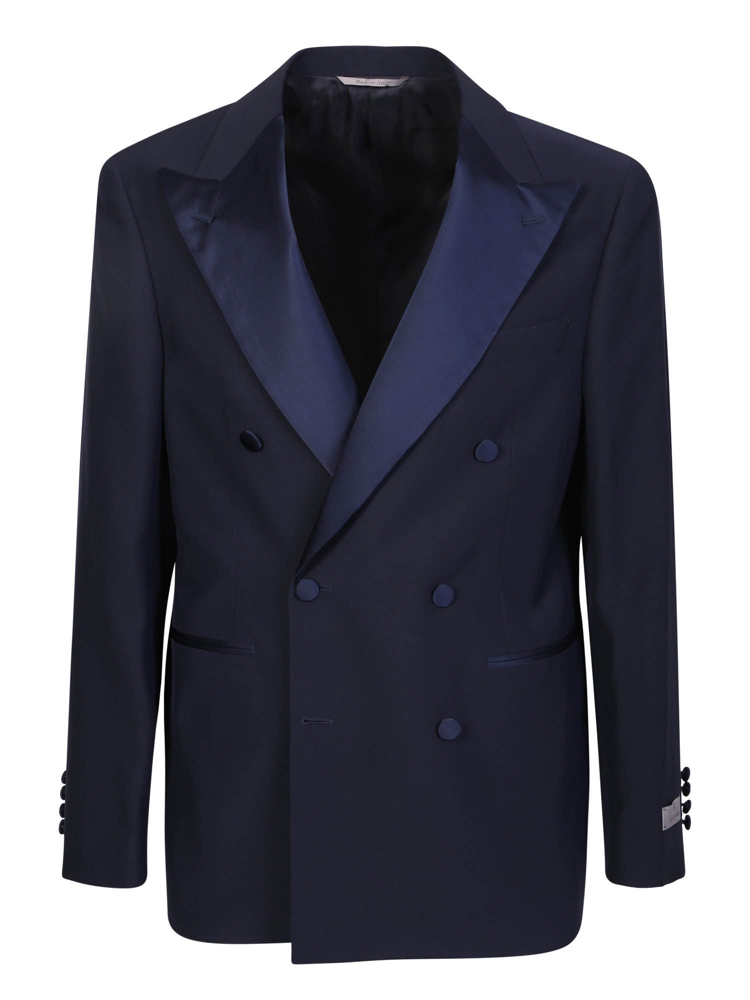 Canali Double-breasted Blue Suit | ModeSens