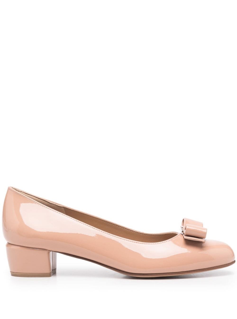 FERRAGAMO PINK VIVA PATENT FINISH BALLET FLATS WITH LOGO PLACQUE IN LEATHER WOMAN