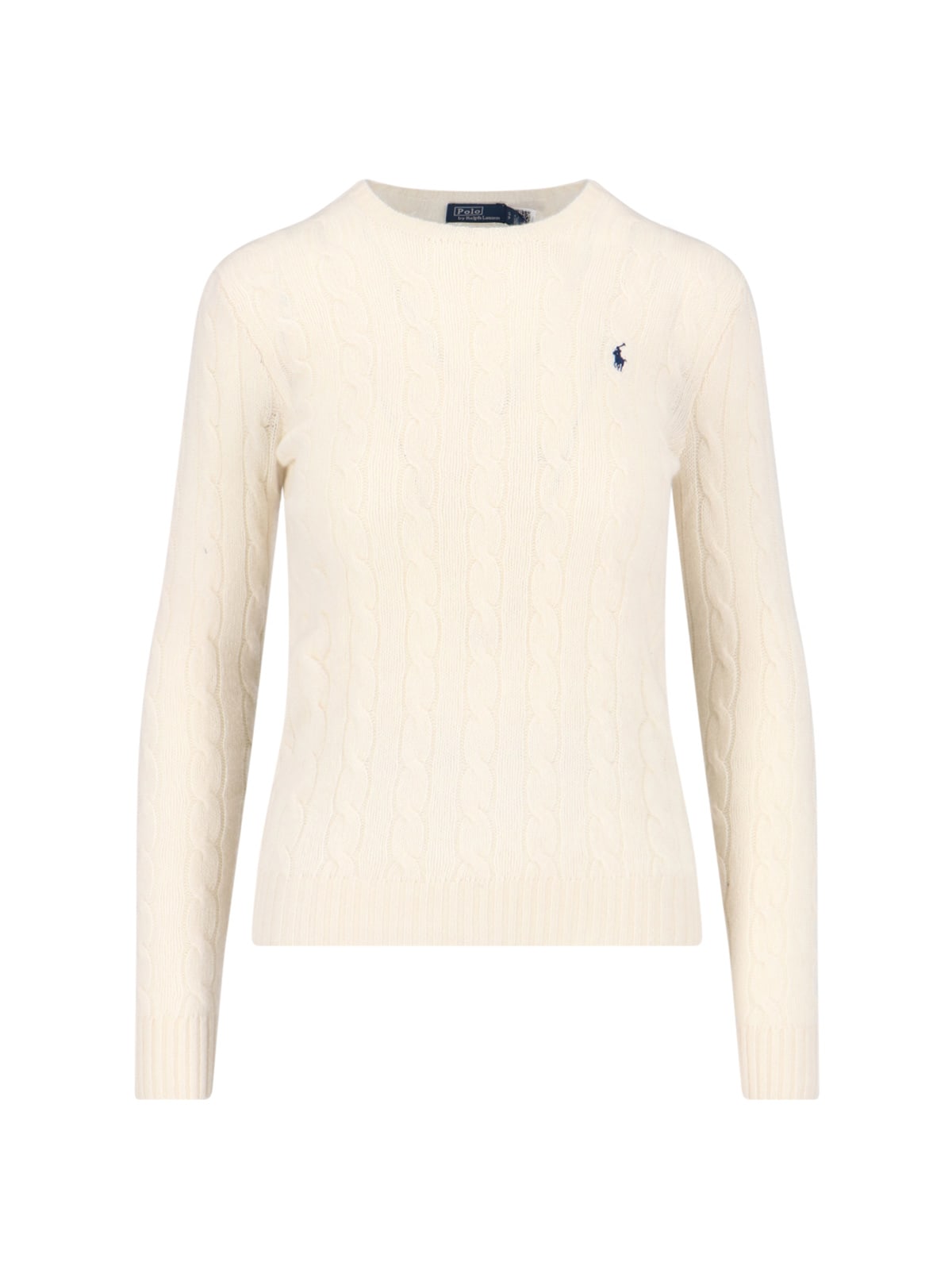 Shop Polo Ralph Lauren Logo Braid Sweater In White