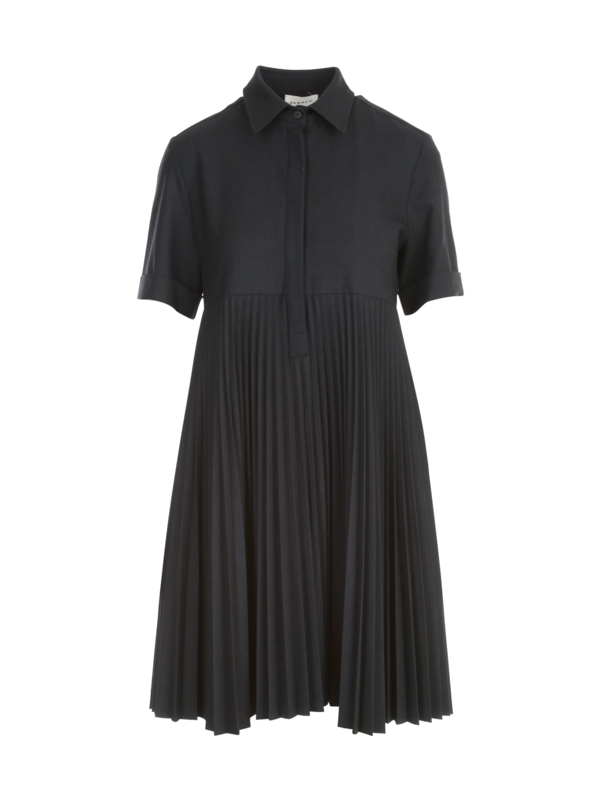 Parosh Short S/s Dress W/pleated Skirt