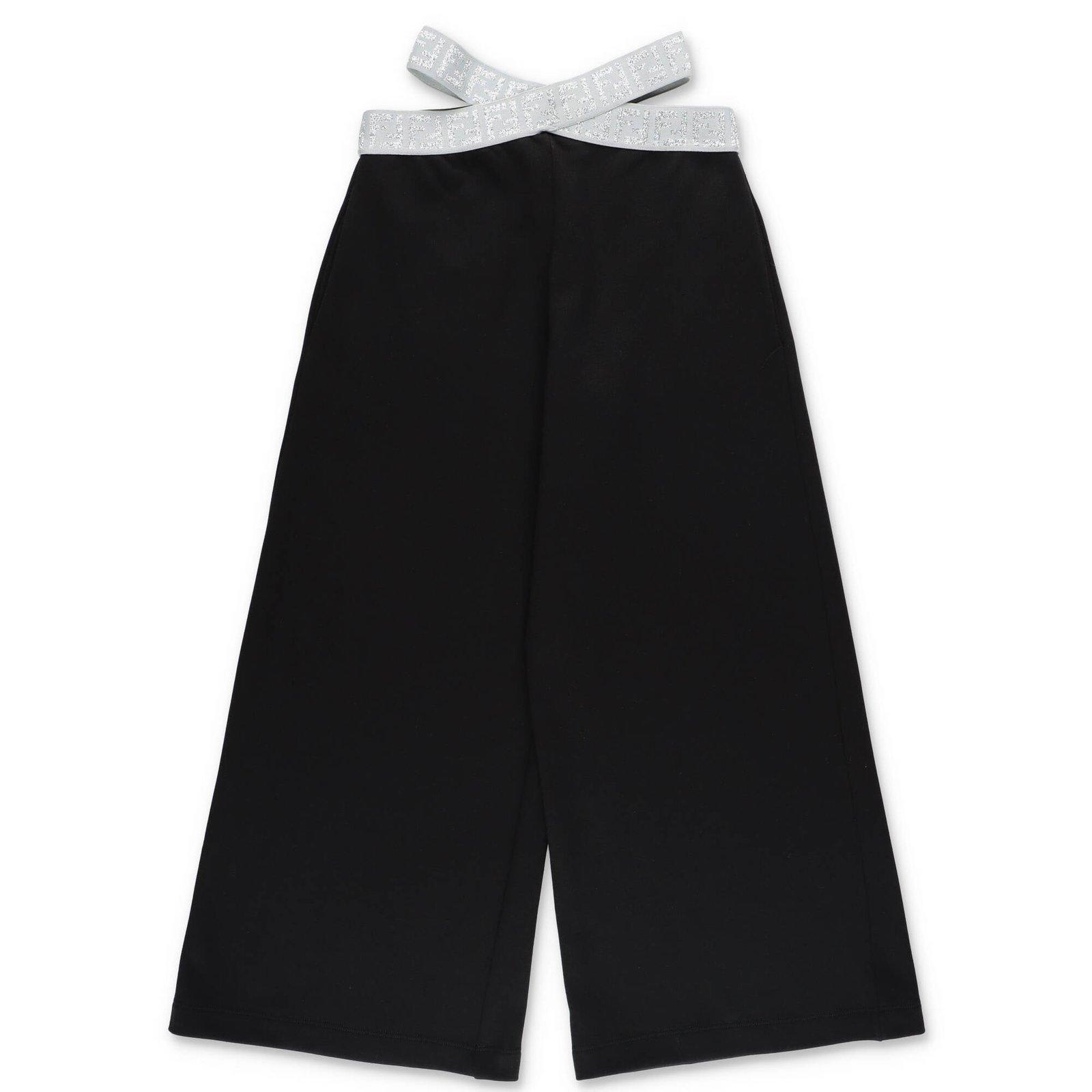 Shop Fendi Cut-out Detailed Wide-leg Trousers In Nero