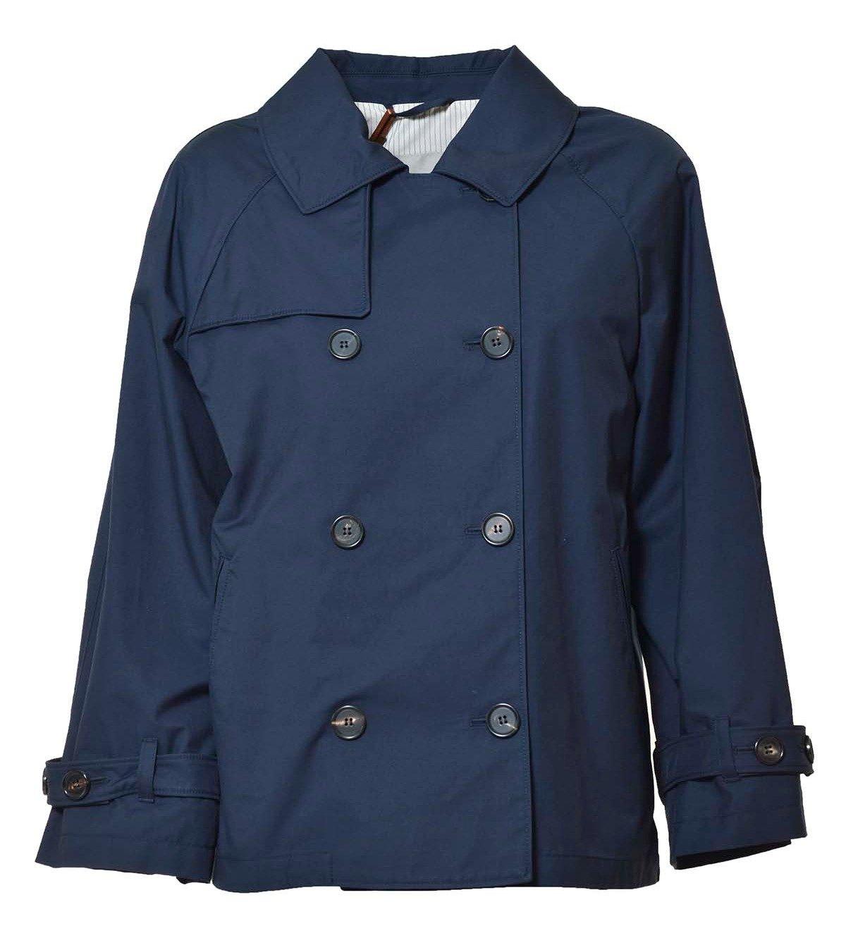 Shop Max Mara Double Breasted Oversized Trench Coat In Blu