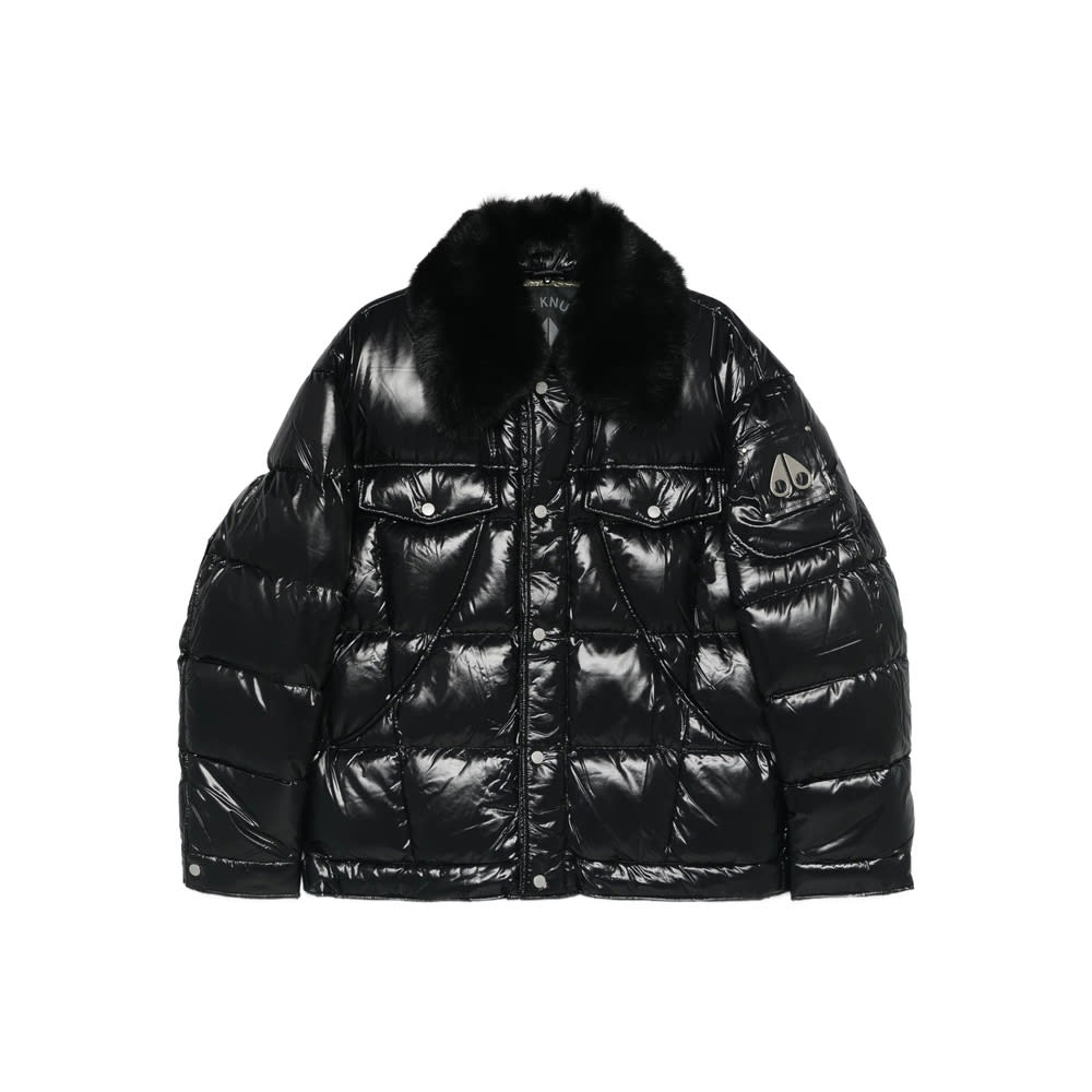 Moose Knuckles Faux-fur Collar Padded Jacket In Black